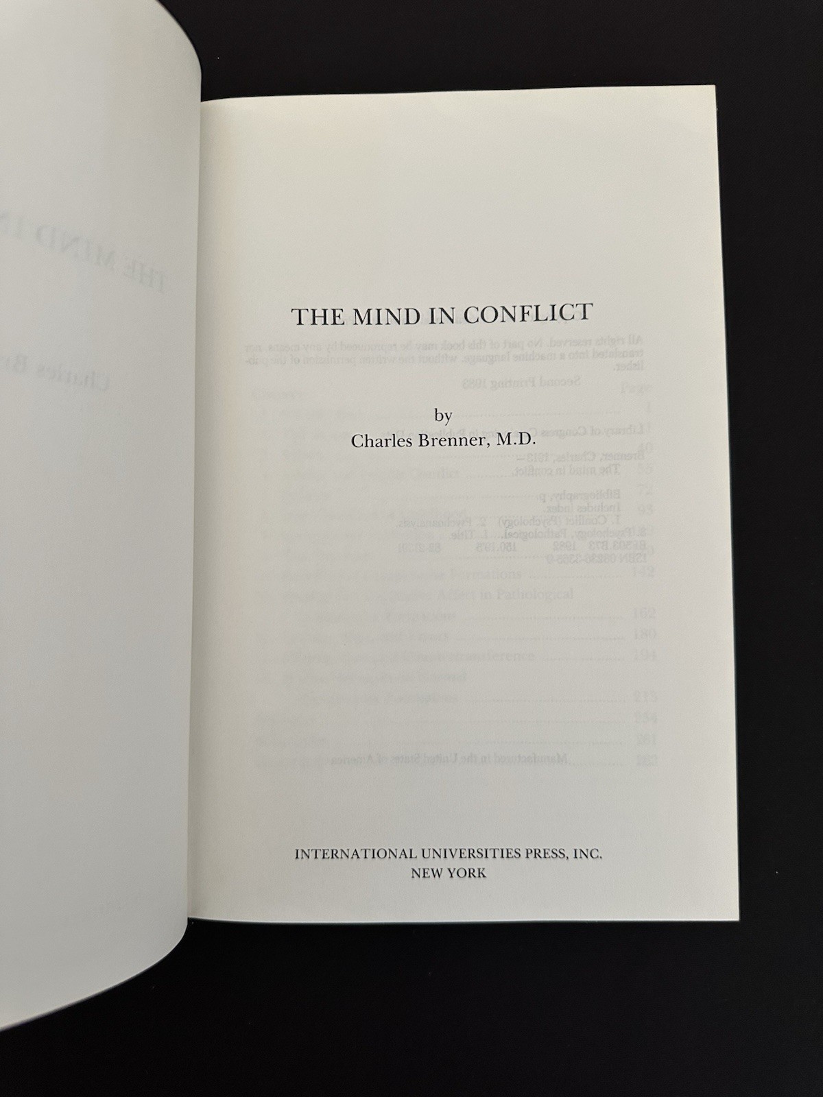 The Mind in Conflict Charles Brenner 1983 HC DJ Psychoanalysis VG Ego Psychology
