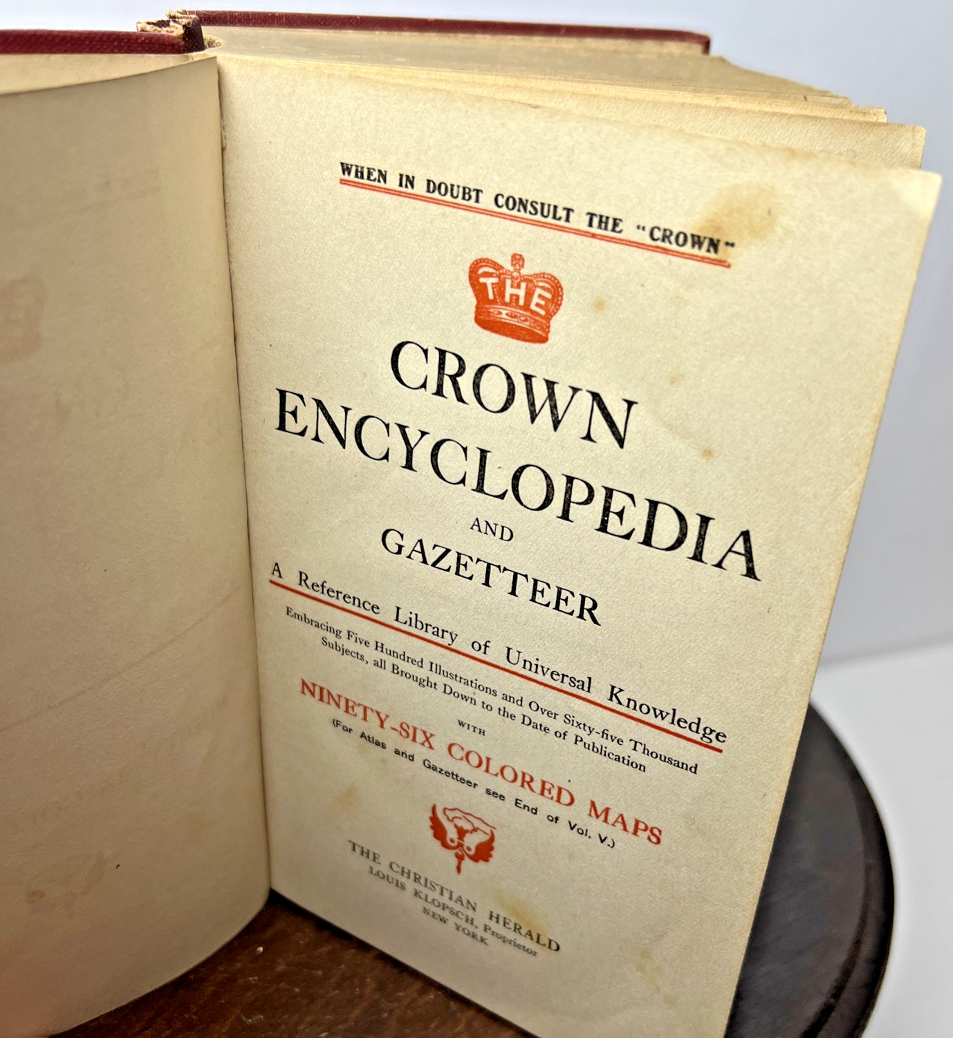 1903 The Crown Encyclopedia Volume 2 II Hardcover Book Christian Herald Antique