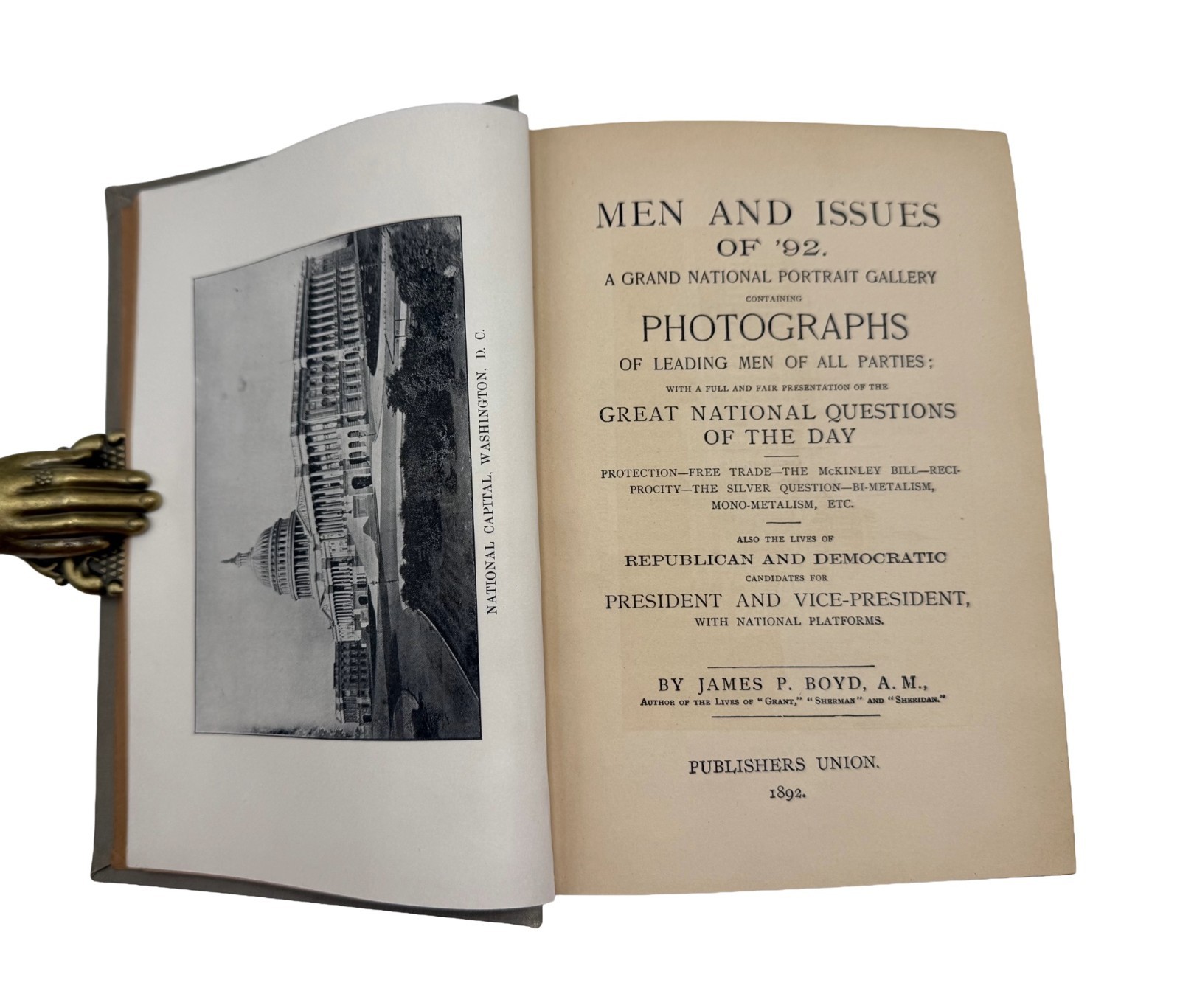 1892 Men & Issues of ’92 – 1st edition BEAUTIFUL FINE BINDING Politics ILLUS.