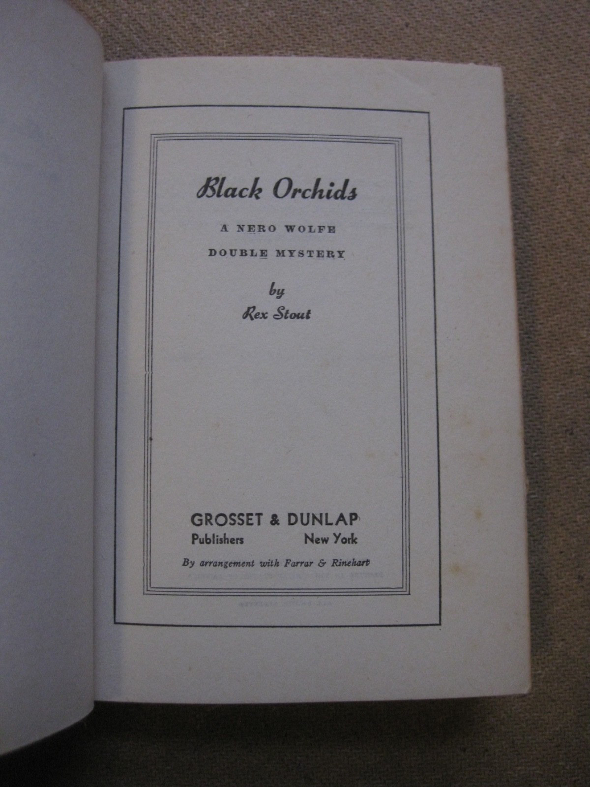 BLACK ORCHIDS by Rex Stout – 1st Grosset 1942 HCDJ