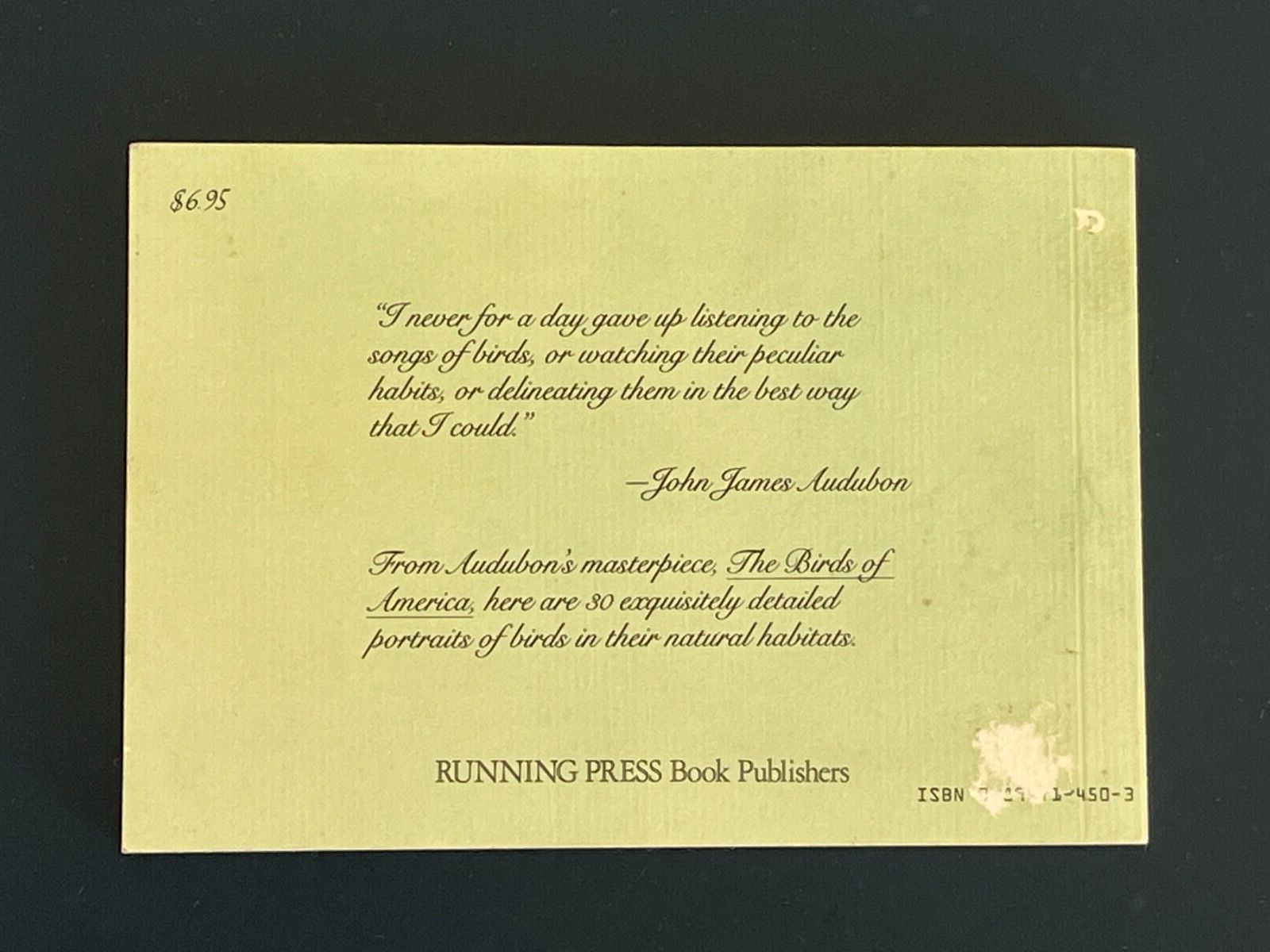 THE AUDUBON POSTCARD FOLIO 30 PHOTOGRAPHS RUNNING PRESS “NEW” FROM 1986 EX COND