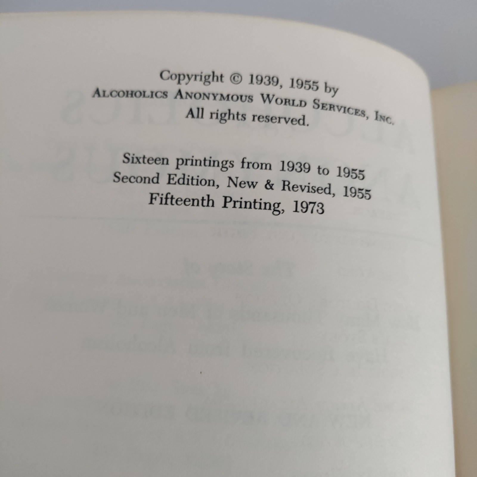 Alcoholics Anonymous 2nd Edition (1955) AA Big Book 1973 15th Printing w/DJ