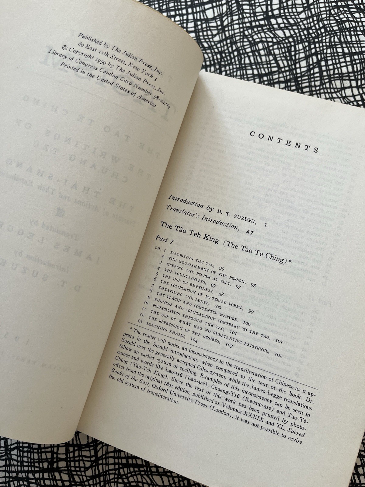 THE TEXTS OF TAOISM: THE TAO TÊ CHING (1959) 1st ED CHUANG-TZU JAMES LEGGE HC/DJ