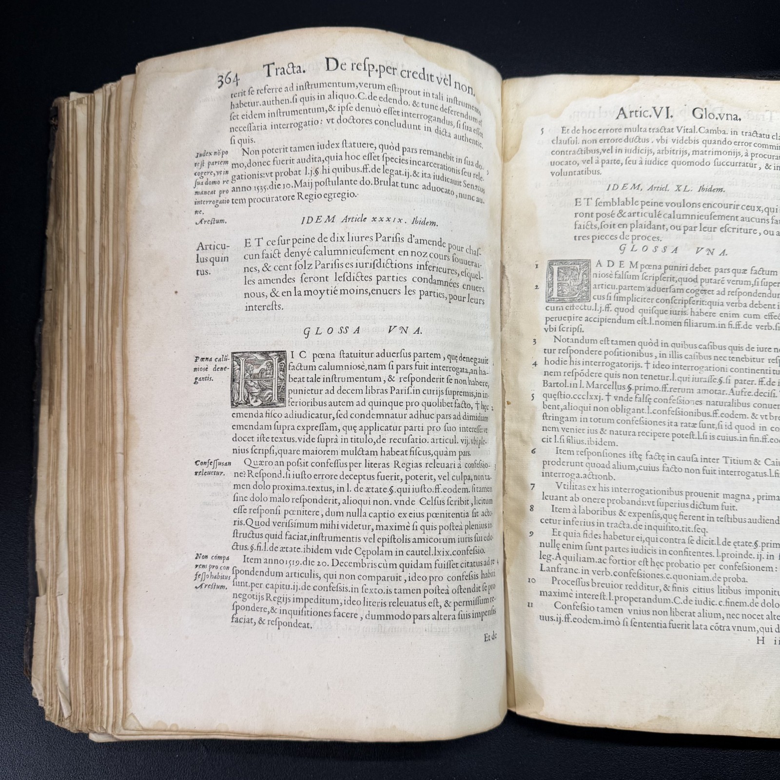 1555 Rebuffi Commentarii Latin French Law Folio Vol 3 Incomplete/Vandalized