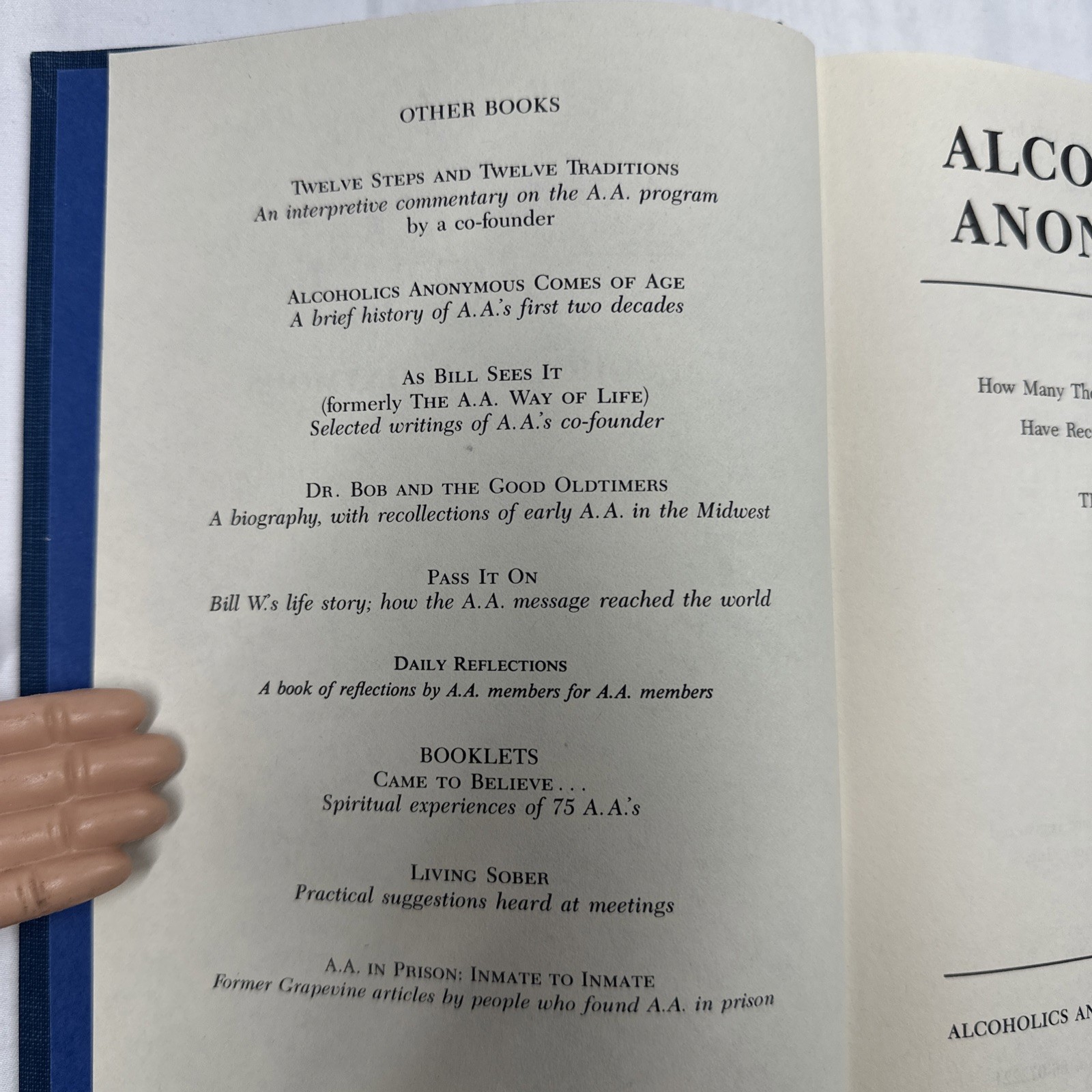 Alcoholics Anonymous A.A.-Big Book-3rd Edition-1992 44th Printing- Hard Cover