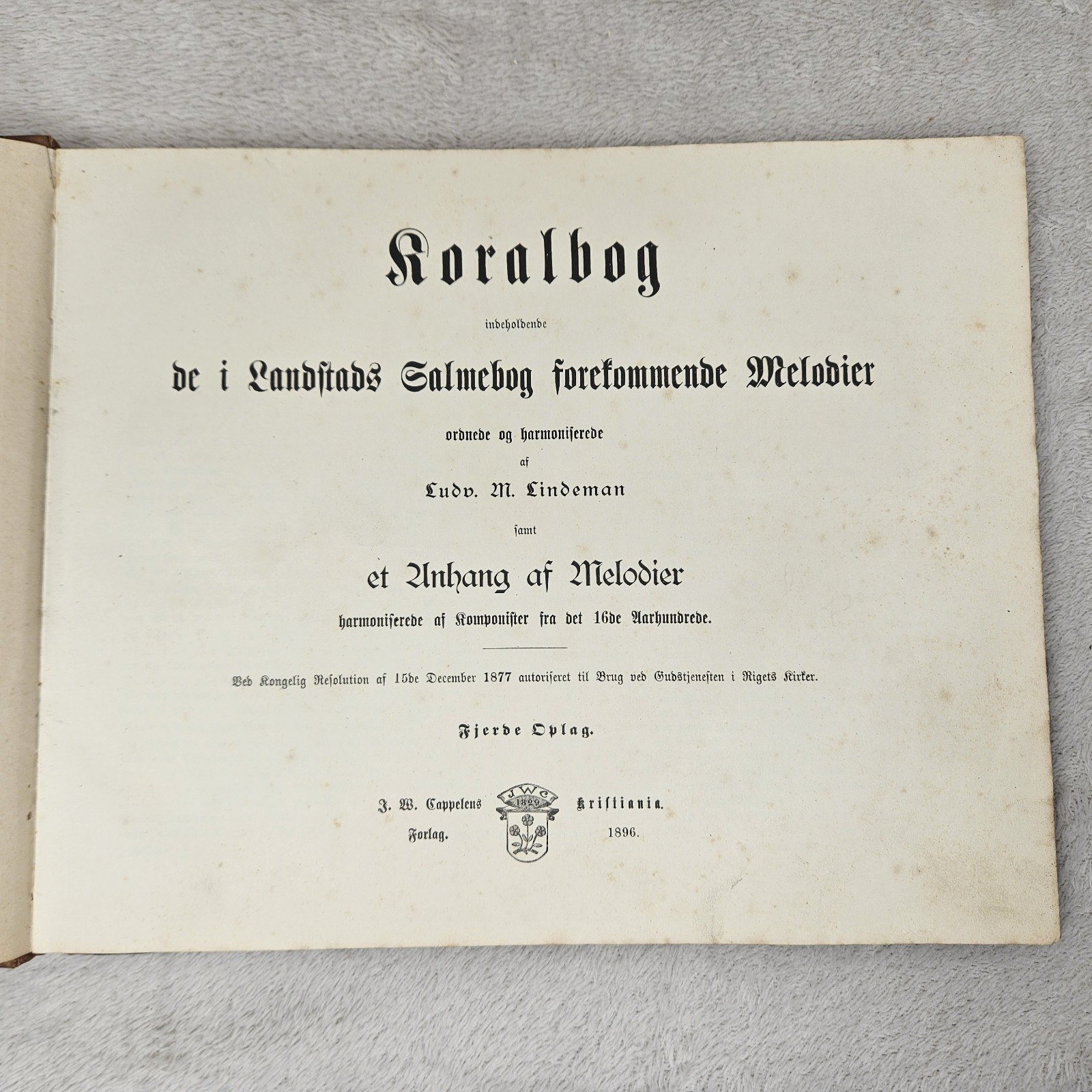 KoralBog De I Landftads Salmebog Forekommende Melodier Oslo 1896Hymnbook