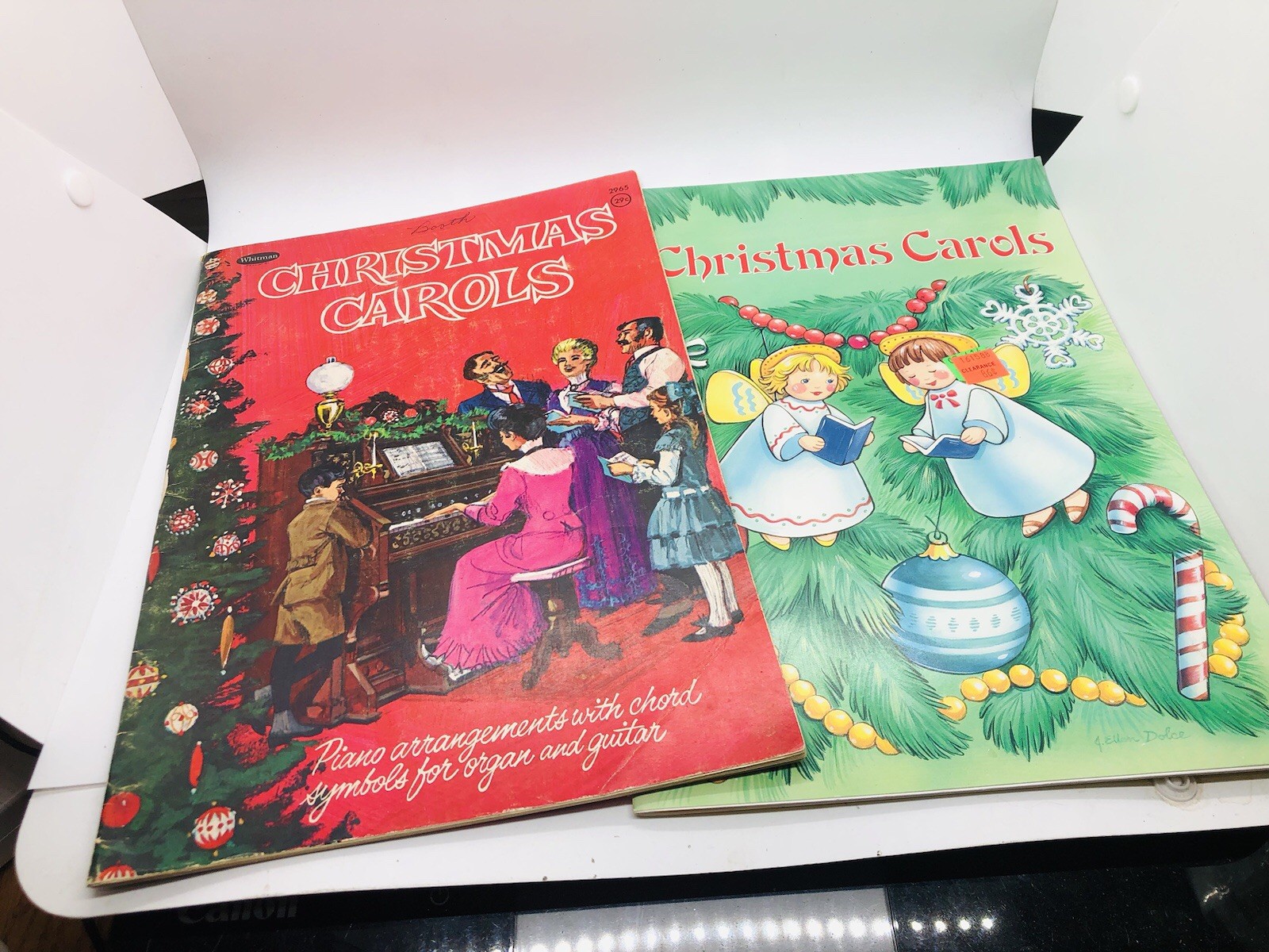 Christmas Carols books vintage lot of two Whitman Golden AS IS see photos