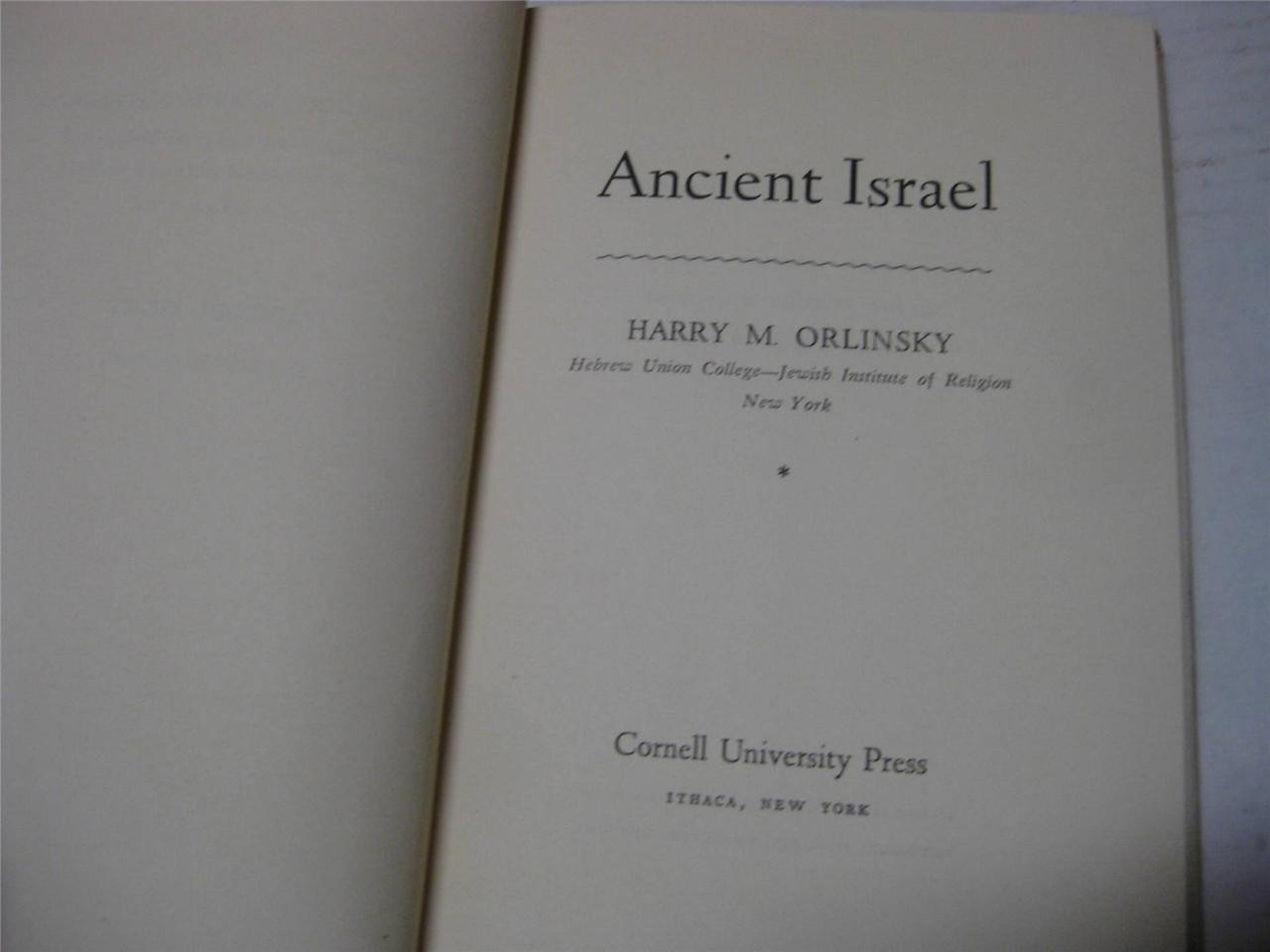 ANCIENT ISRAEL by Harry M. Orlinsky Classic Must read!