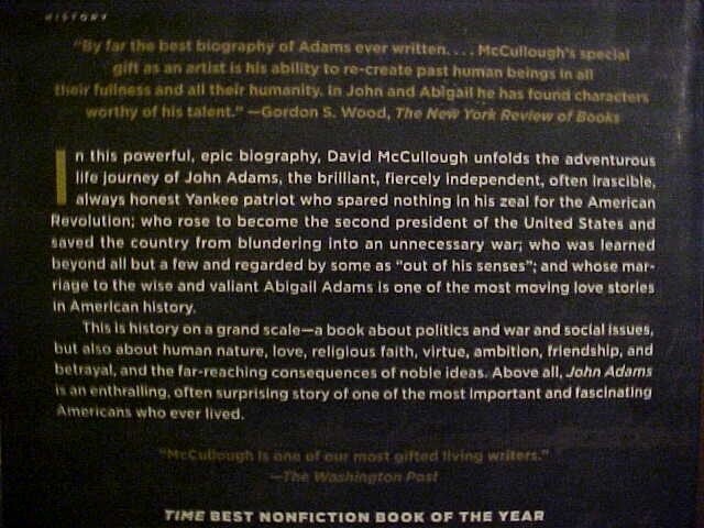 JOHN ADAMS by McCullough Biog of 2nd PRES; WON PULITZER PRIZE HBO SERIES (2001