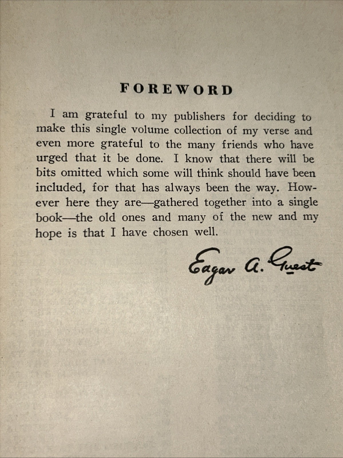 COLLECTED VERSE OF EDGAR A GUEST 1941 6th edition Hard Cover Vintage Good Green