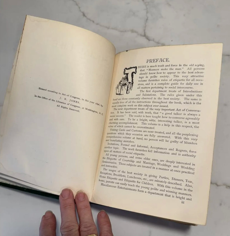 Victorian Book SOCIAL ETIQUETTE by Maud C. Cooke – 1896