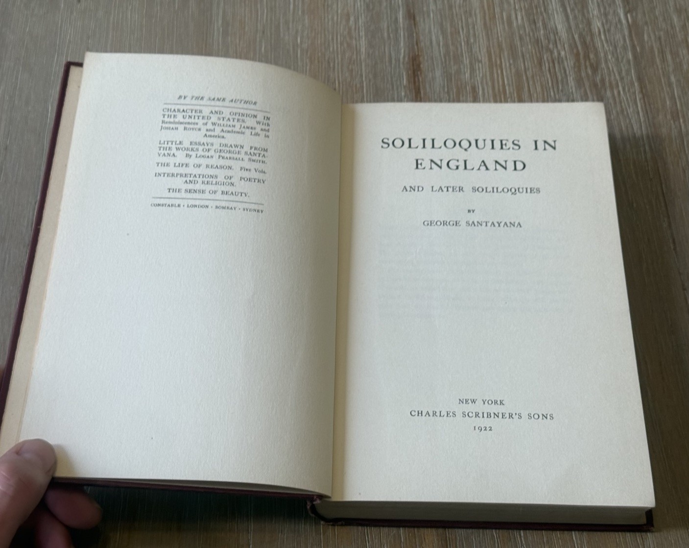 Soliloquies in England and Later Soliloquies by George Santayana 1922