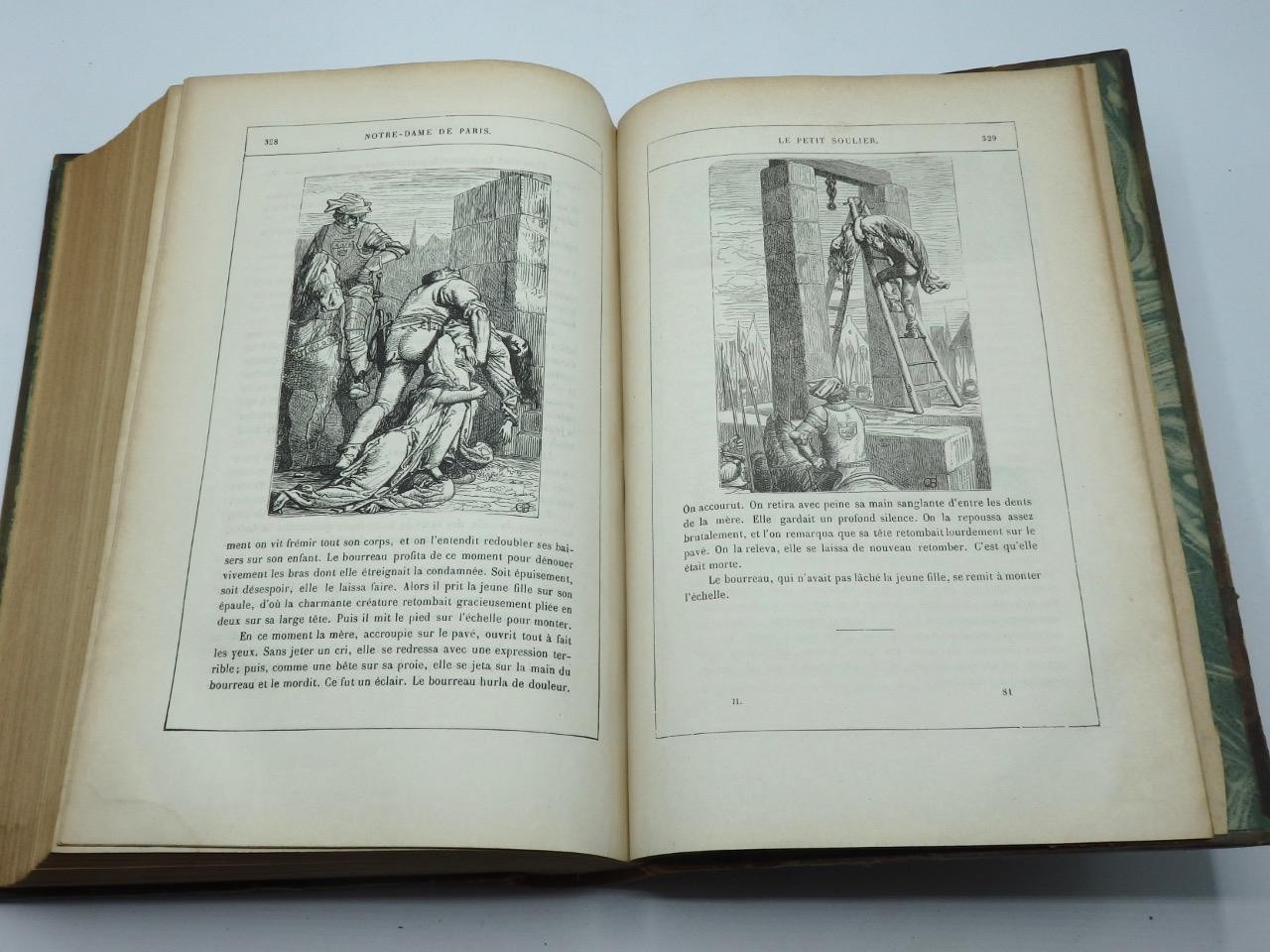 c1880 HUNCHBACK of NOTRE-DAME in FRENCH – Victor Hugo VERY CLEAN Leather Binding