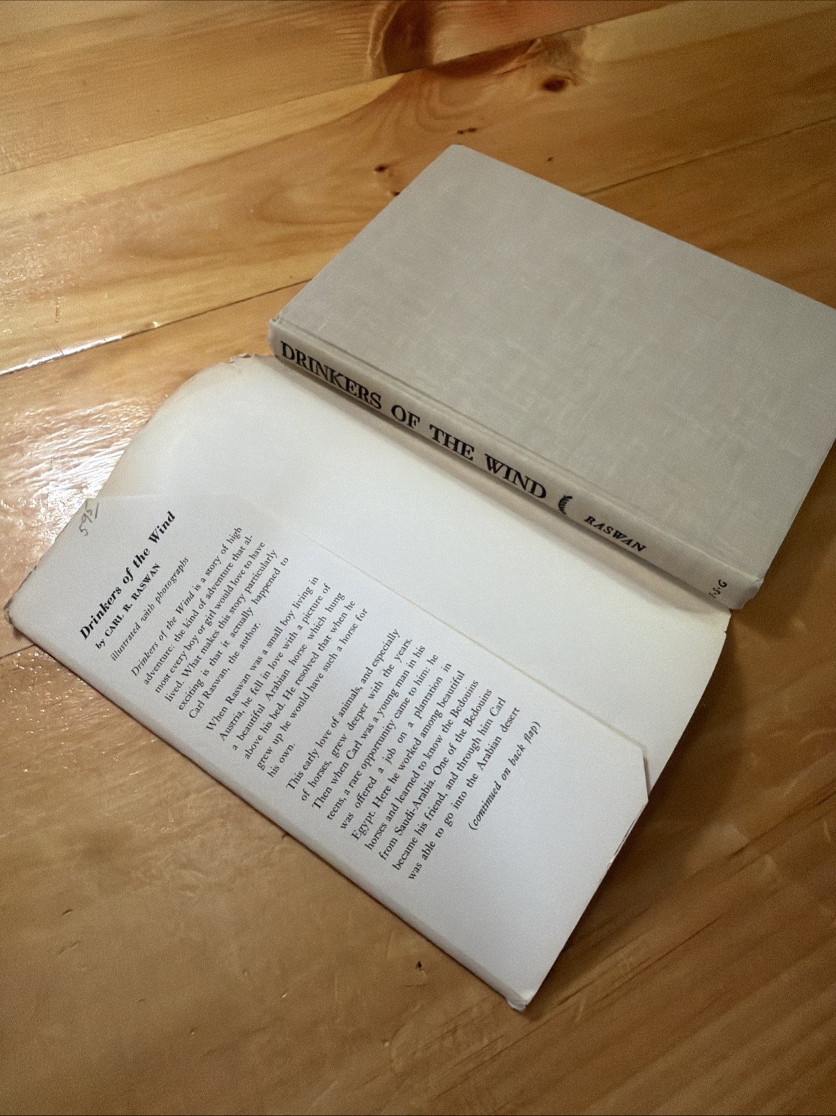 Drinkers of the Wind, Carl Raswan, 1942 Sixth Printing 1971, HC/DJ