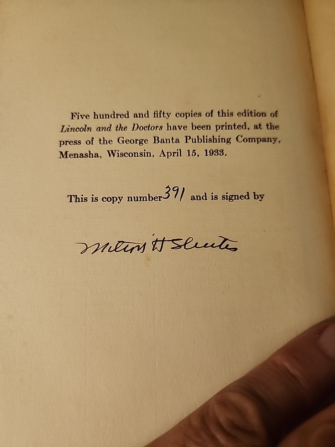 Lincoln and the Doctors by Milton Shutes 1933 signed limited edition