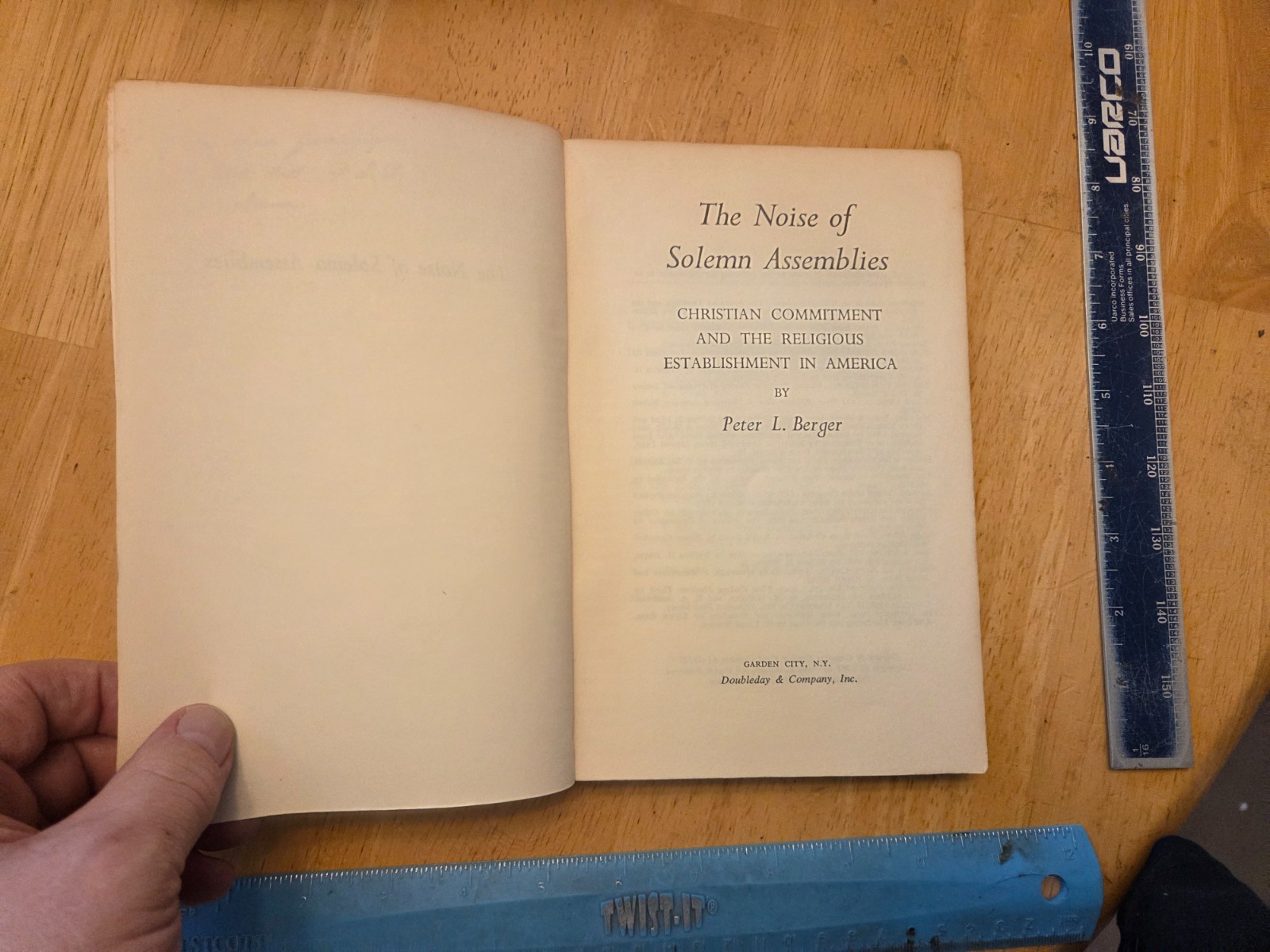 The Noise of Solemn Assemblies by Peter L. Berger – 1961 Trade Paperback