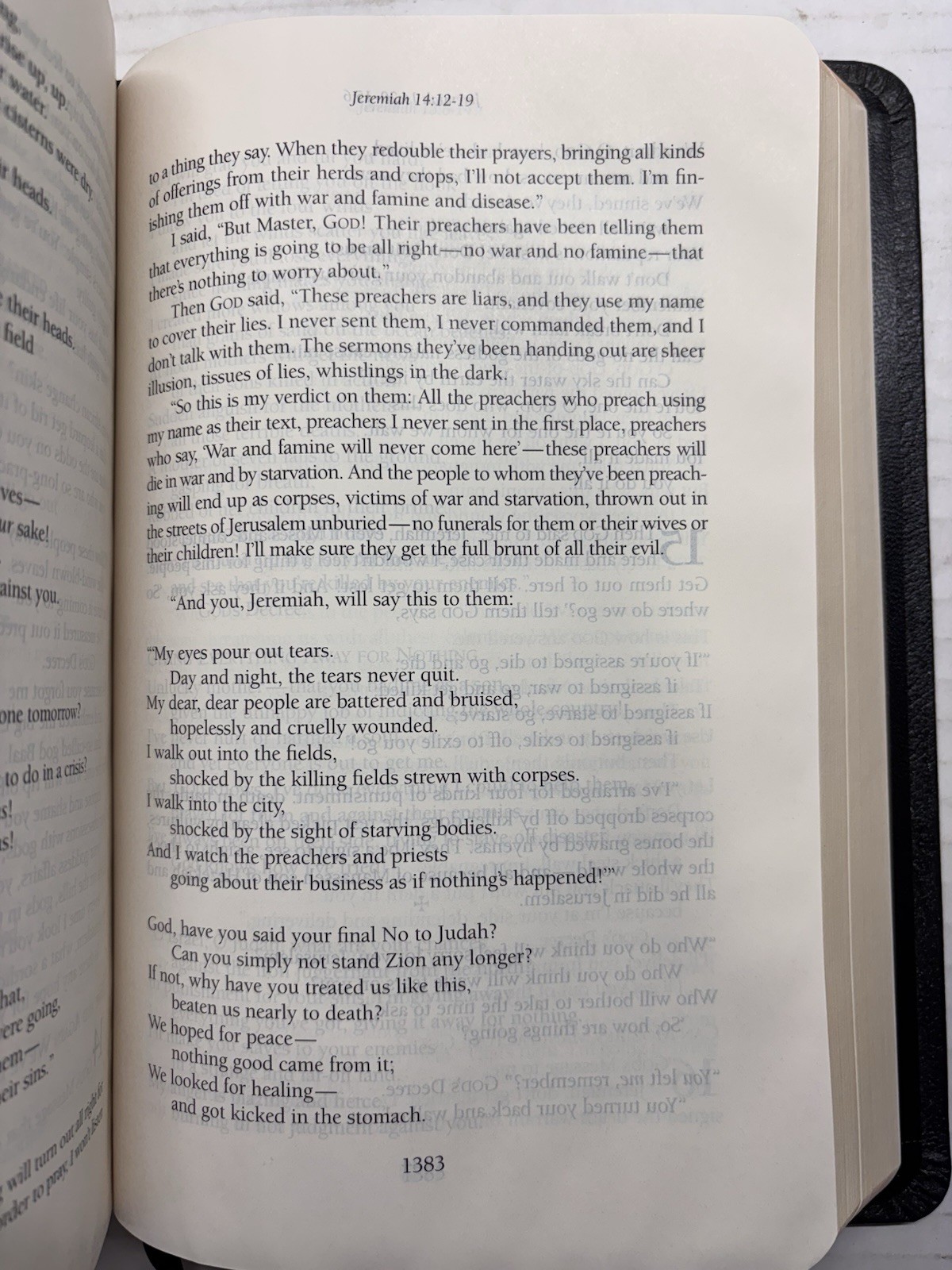 The Message Bible (Larger Print) Black Genuine Leather – Peterson Excellent