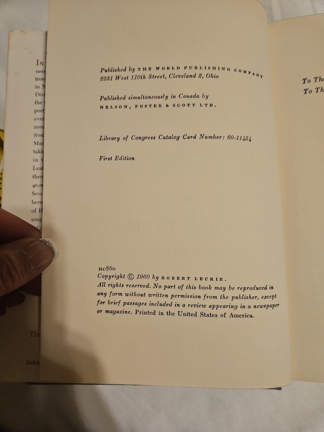 1960 – The March to Glory – Leckie – 1st Edition – Korea War Marine – Hardcover