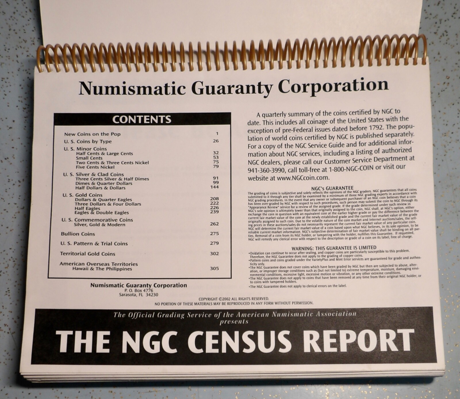 2002 NGC US COINS GRADING CENSUS REPORT GUC