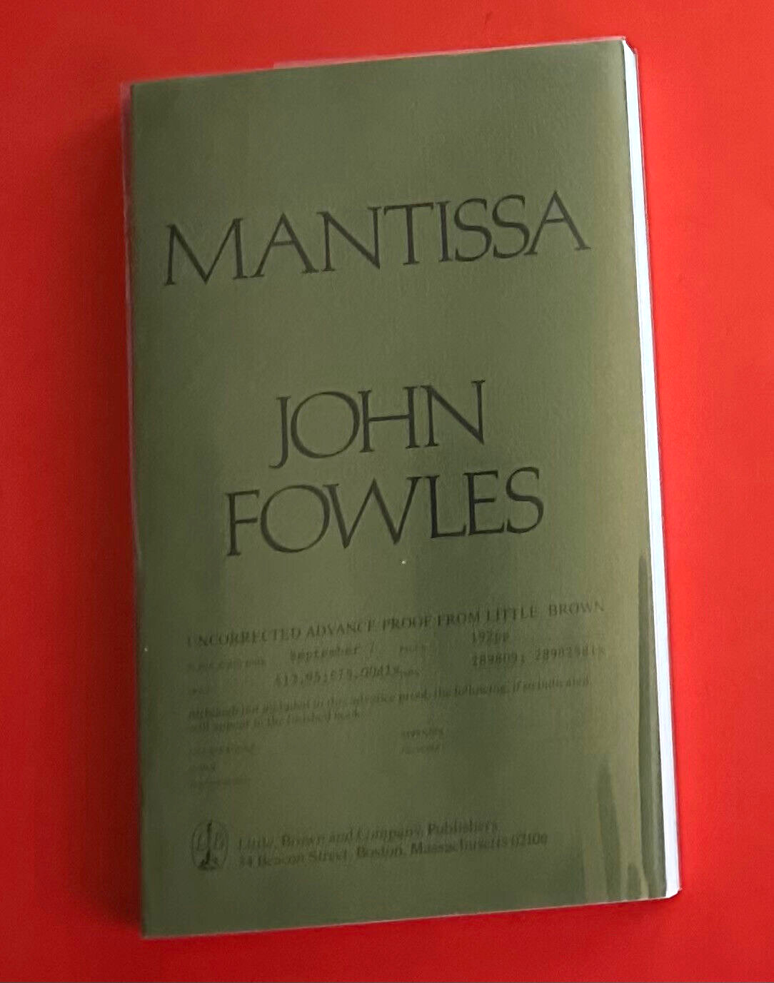 Mantissa – Uncorrected proof – 1982 American version