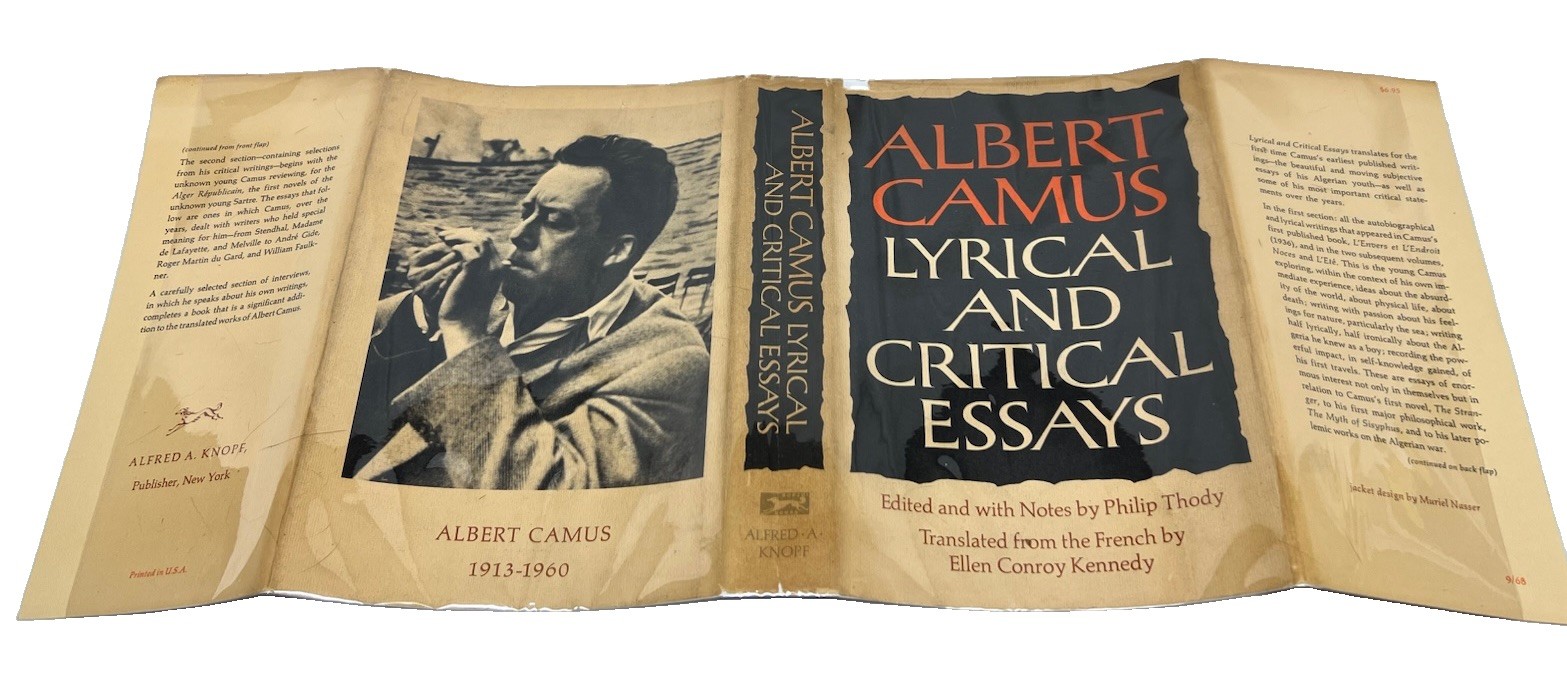 Albert Camus LYRICAL AND CRITICAL ESSAYS Knopf Stated 1st Am Ed-1st Print 1968