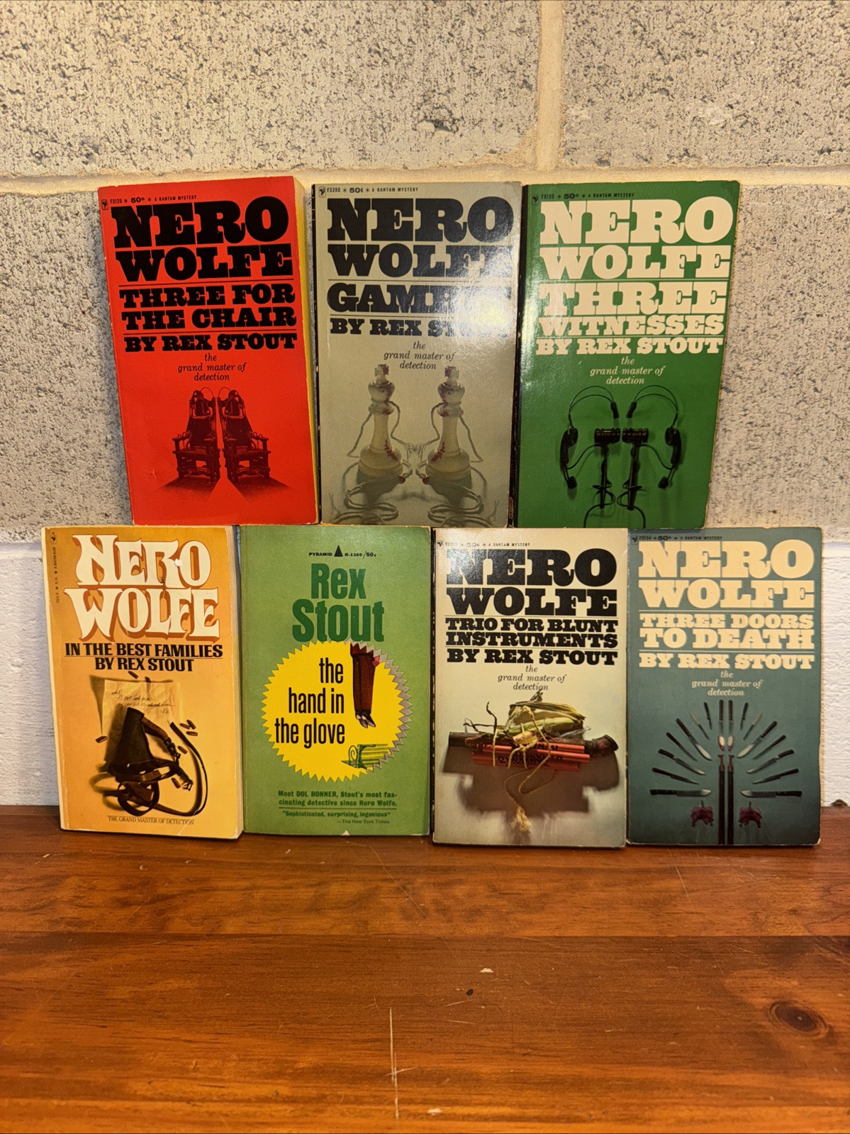 Rex Stout Book Lot (7) 1960’s 1970’s Bantam Books Gambit Three Witnesses ….