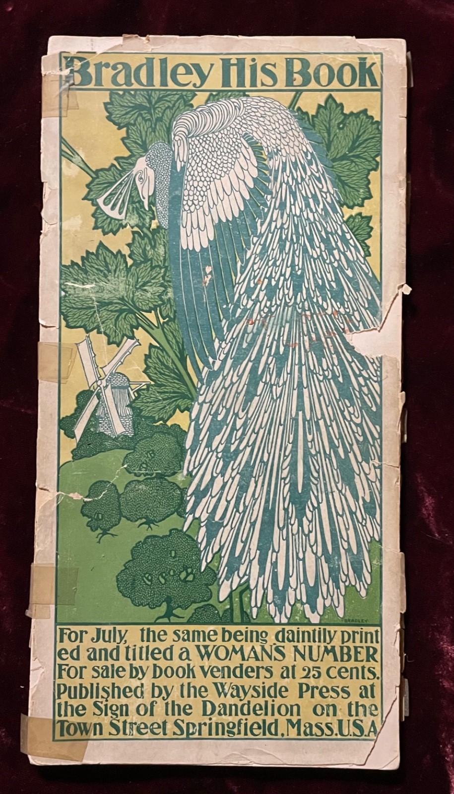 1896 BRADLEY HIS BOOK WILL BRADLEY ART NOUVEAU ARTS & CRAFTS PEACOCK PRINTING