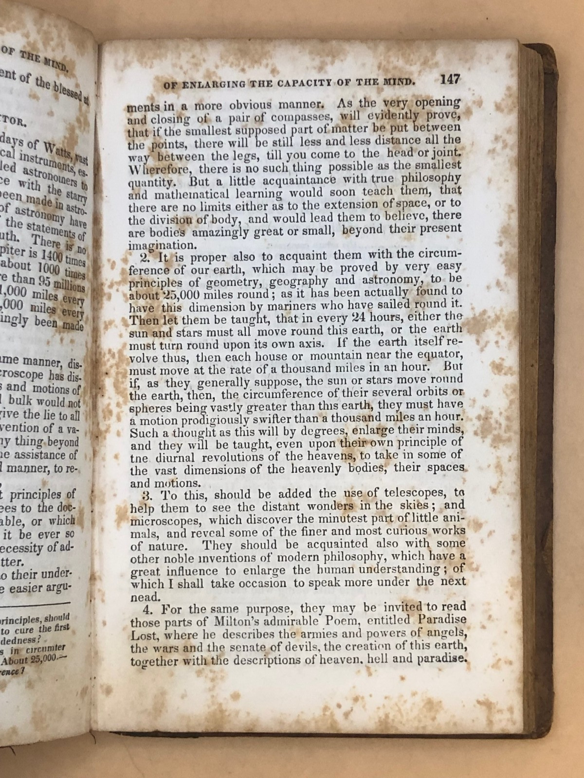 Watts Improvement of the Mind 1833 OLD ANTIQUE ANTEBELLUM SELF HELP BOOK