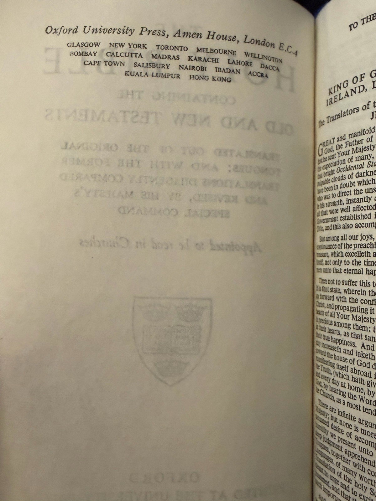 Oxford Text Bible with Revised Church Hymnary, Original Slip case, VG