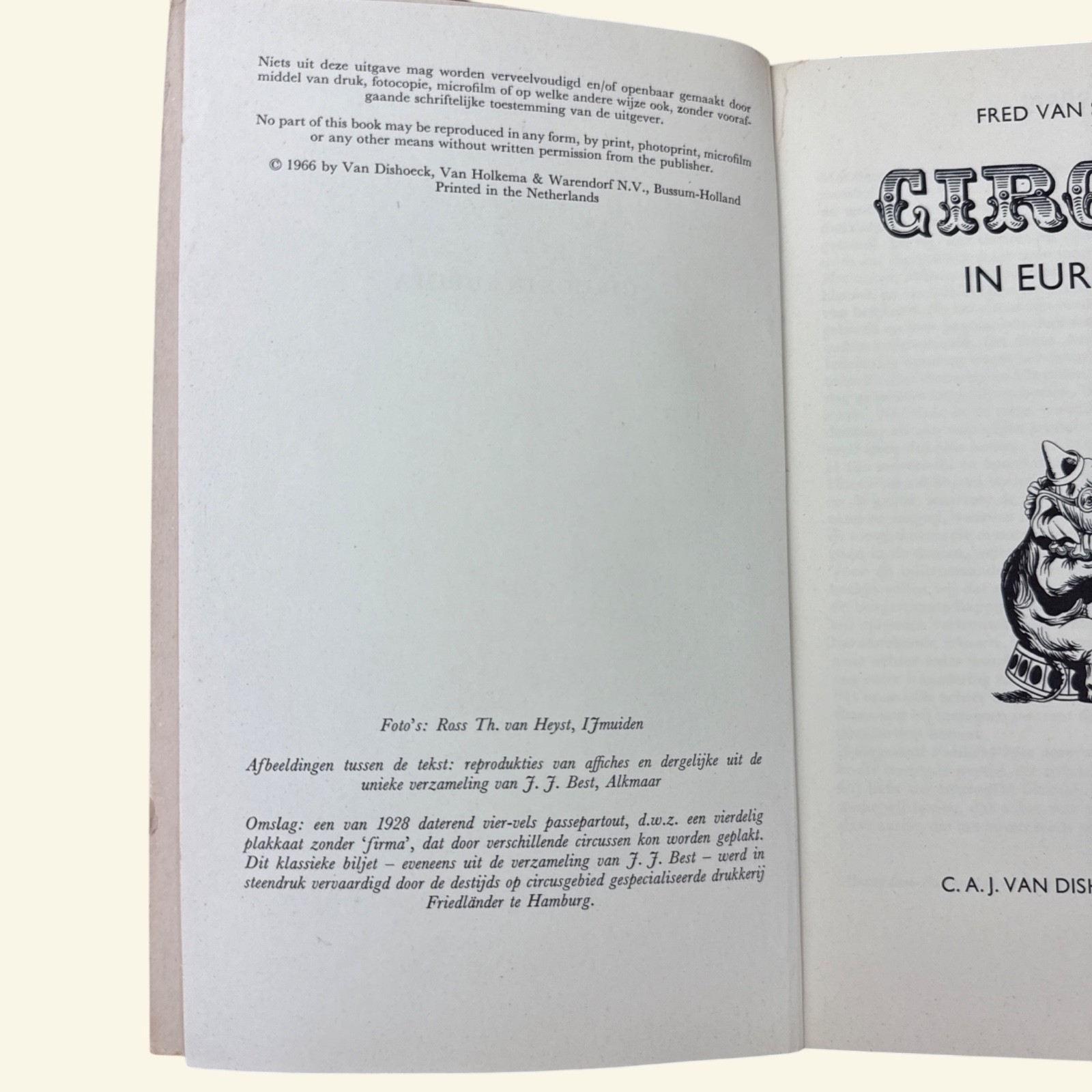 Fred Van Sluis Circus in Europa 1966 Softcover Vintage European Circus Book