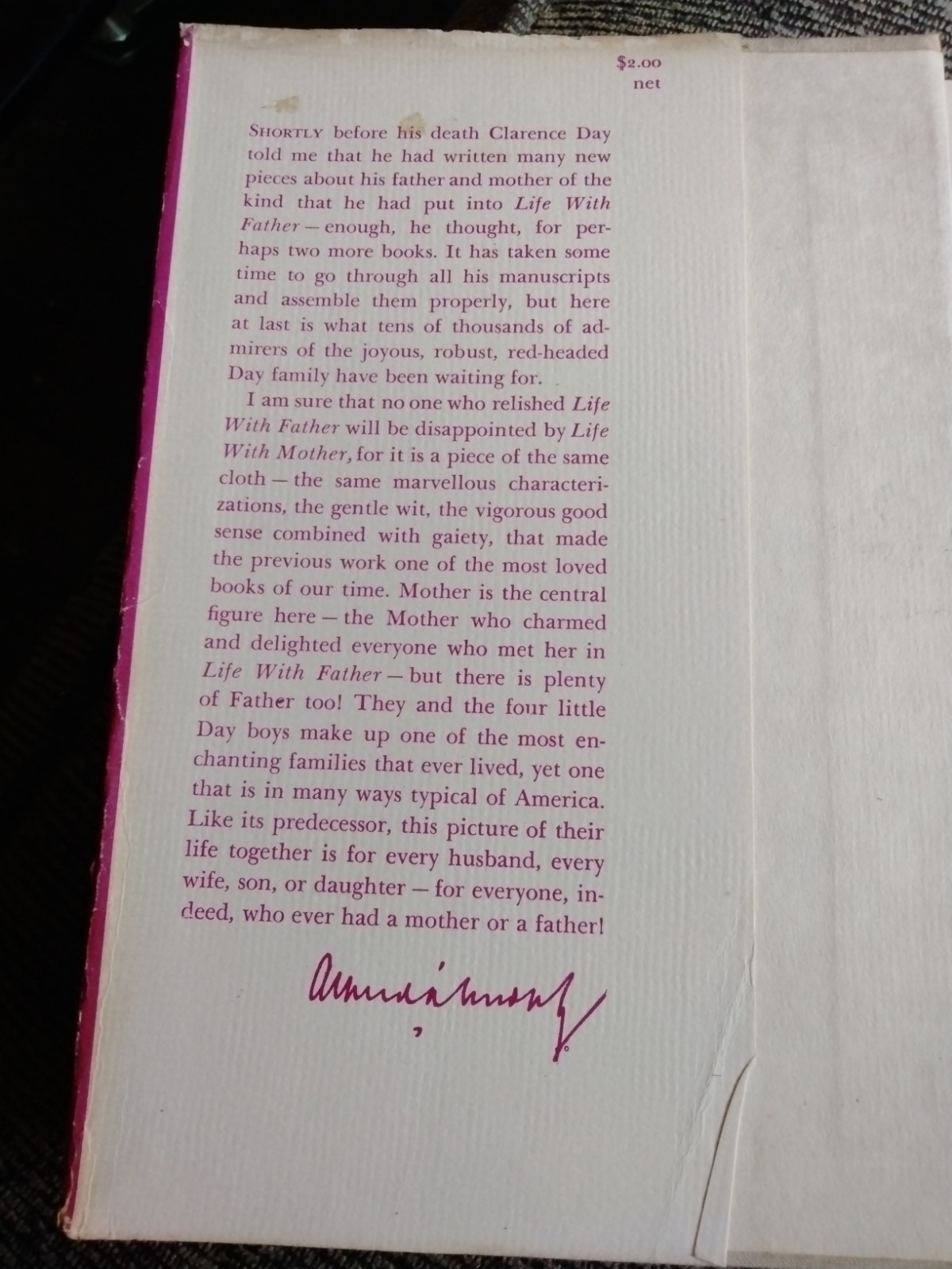 Life with Mother Clarence Day 1st Ed HC Book 1937