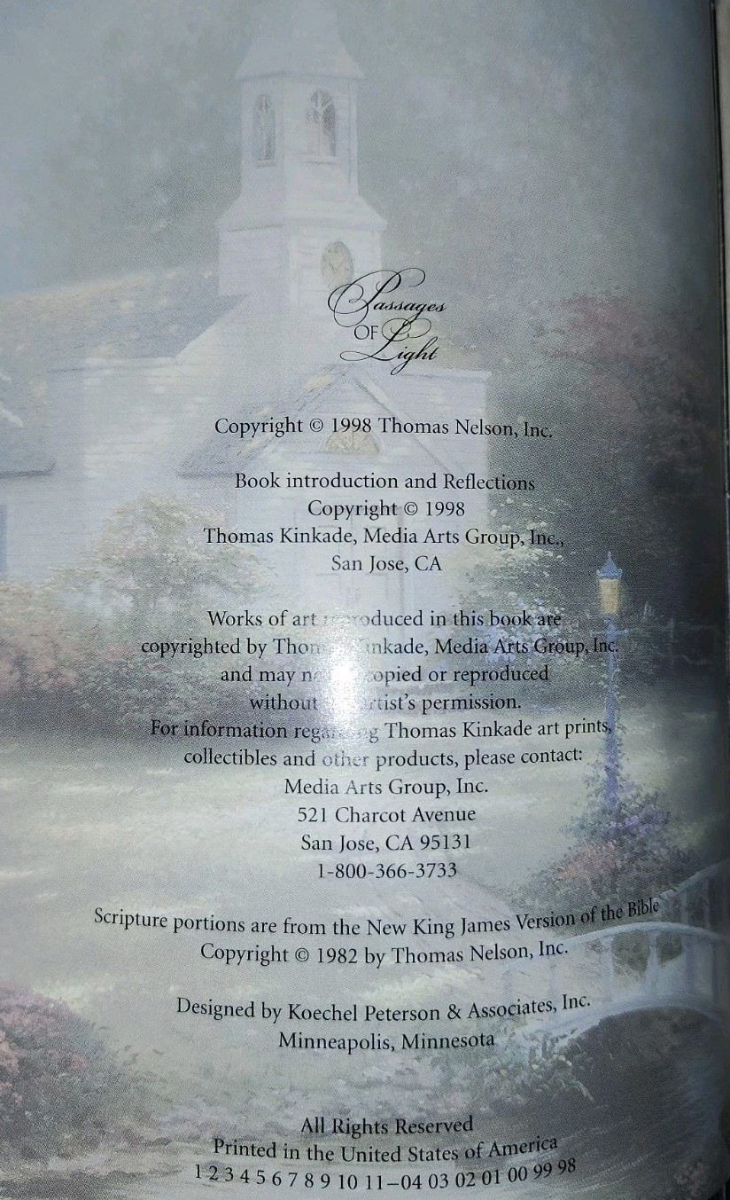 PASSAGES OF LIGHT Bonded Leather Book 1998 Thomas Kinkade Selected Scriptures