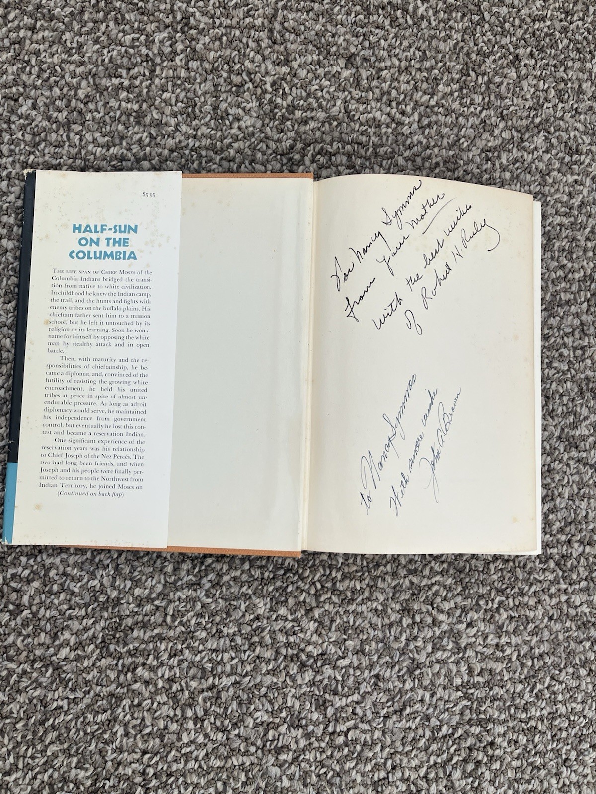 Signed Half-Sun on the Columbia Biography of Chief Moses Ruby Brown