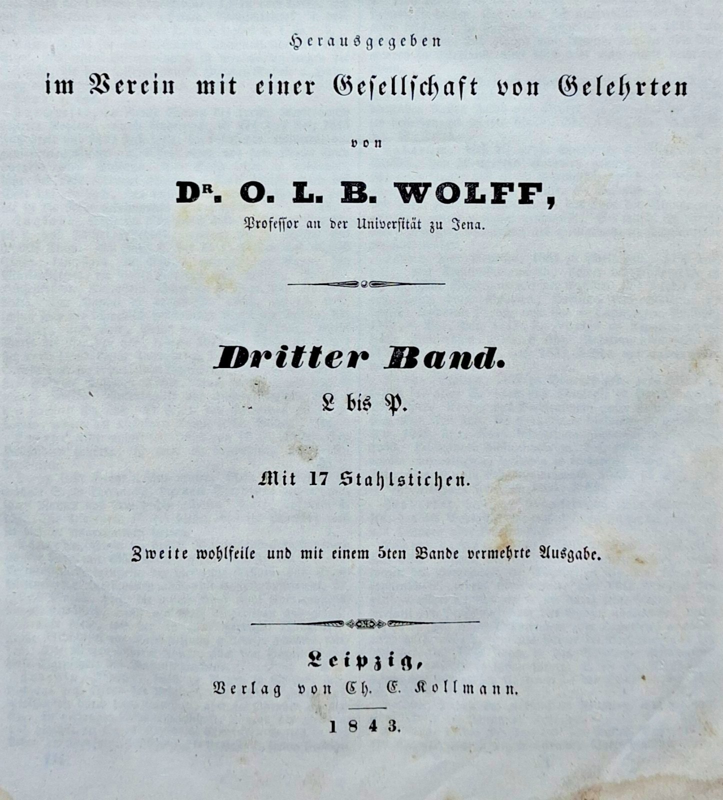1843 O L B Wolff Neues Elegantestes Conversations Lexicon German Deutsch Leipzig