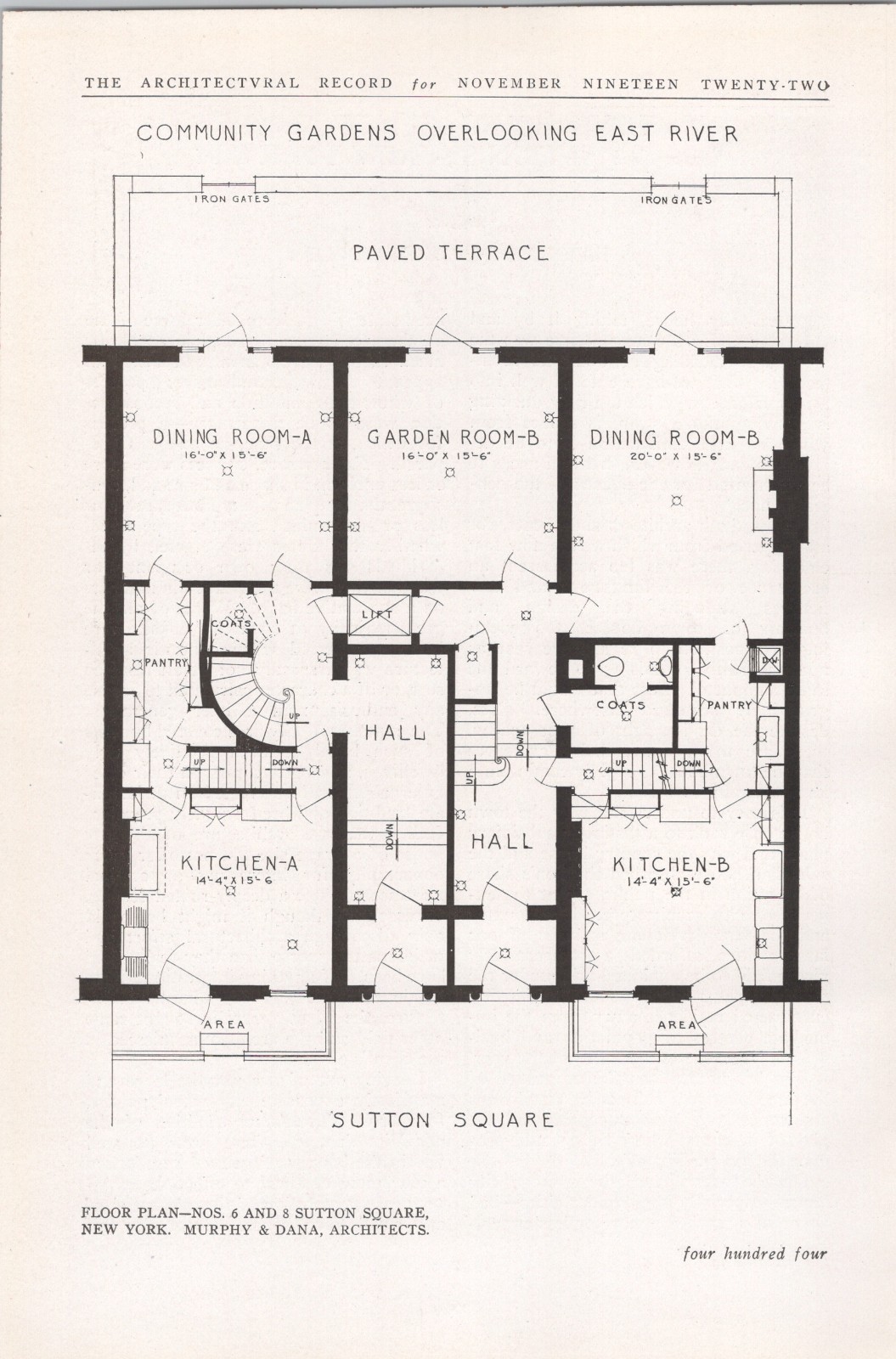 1922 * 6 Sutton Square 8 Sutton Square New York NY * Murphy & Dana Architects