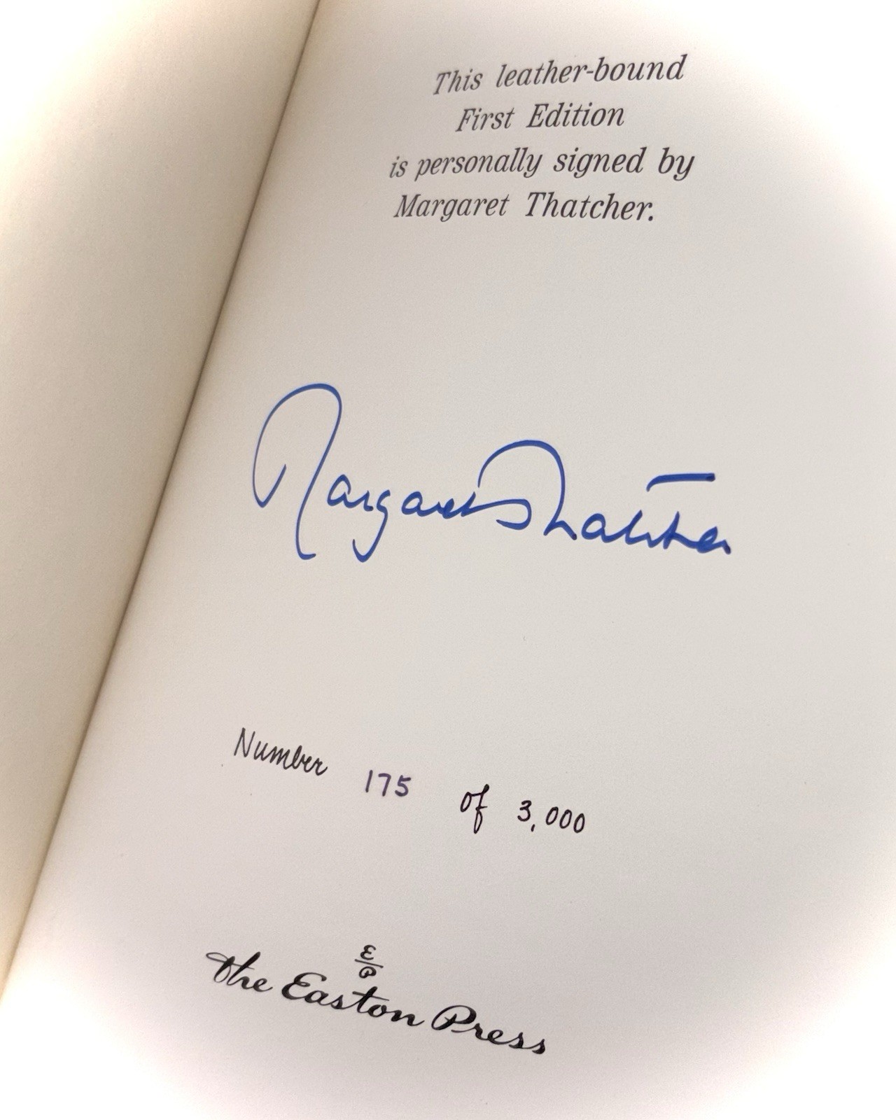 Easton Press Signed First Edition Leather The Path to Power Margaret Thatcher