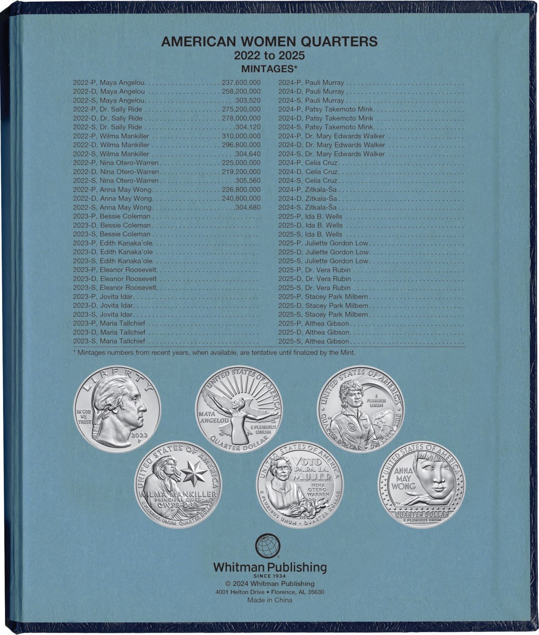 Whitman Album 5150 American Women Quarters 2022-2025 Date Set Coins Safe Storage