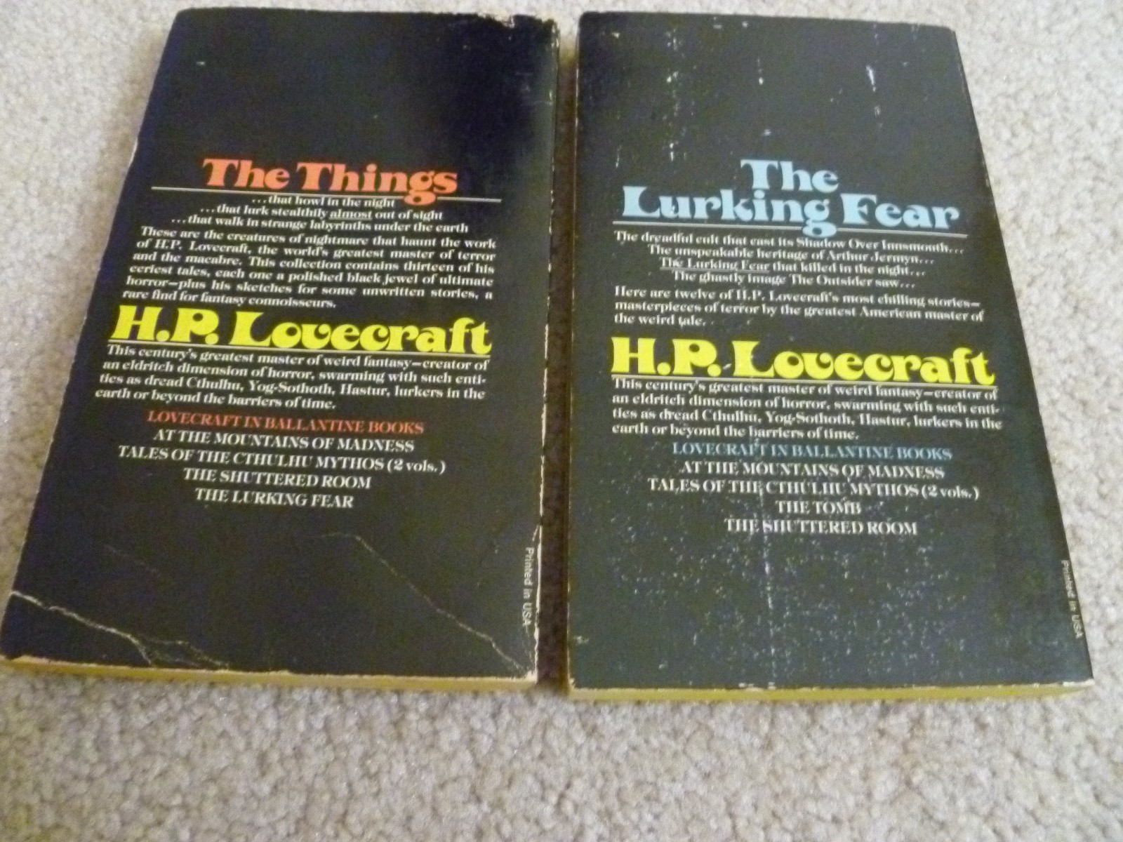 The Lurking Fear & The Tomb 2 PB Lot H. P. Lovecraft Ballantine Weird Fiction