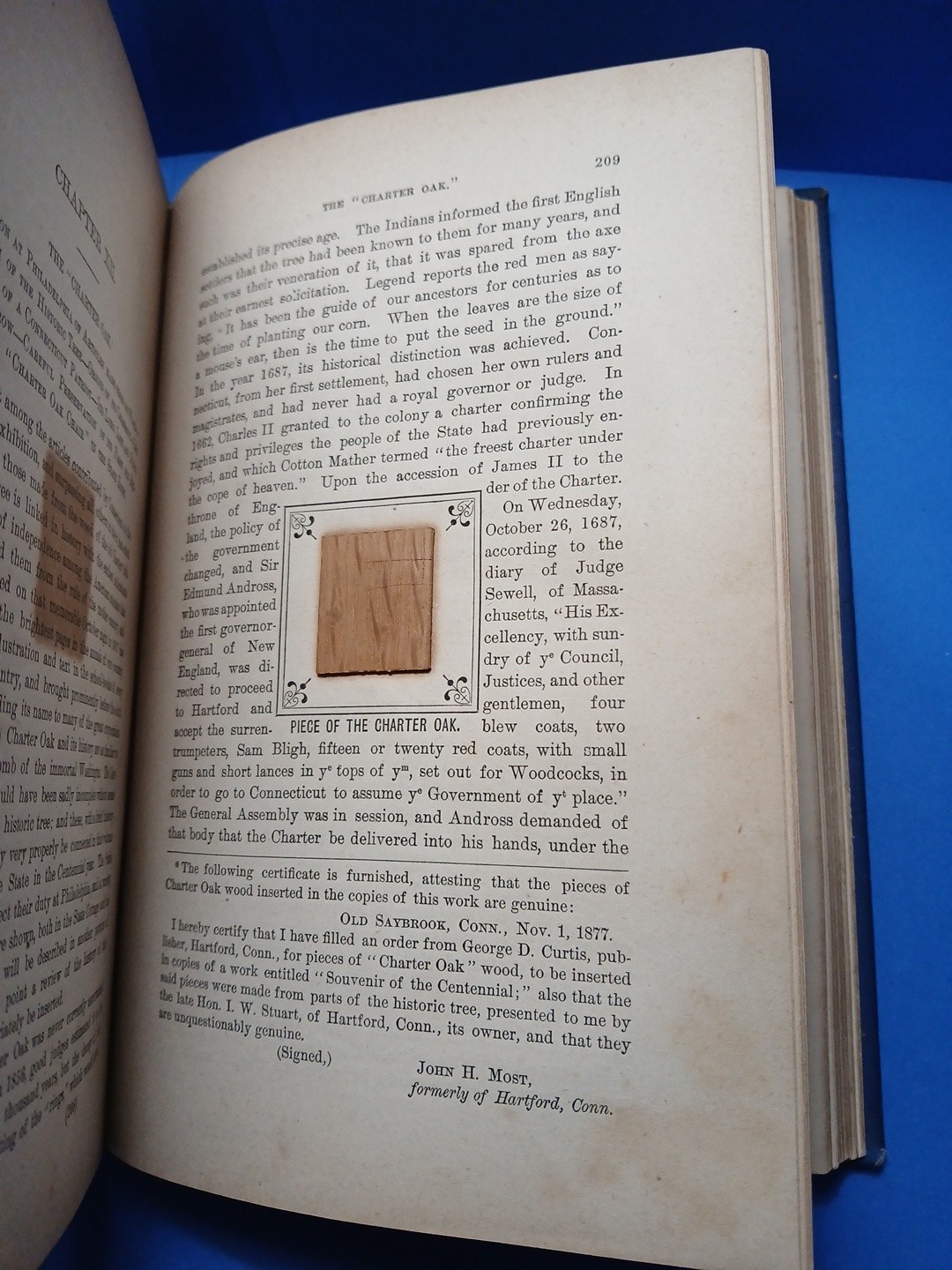 Souvenir of the Centennial – 1877 Connecticut At Philadelphia 1876 Charter Oak