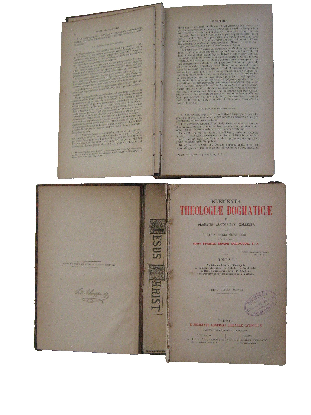 SCHOUPPE S.J Elementa Theologiae Dogmaticae Tomus I et II Latin Catholic Jesuit