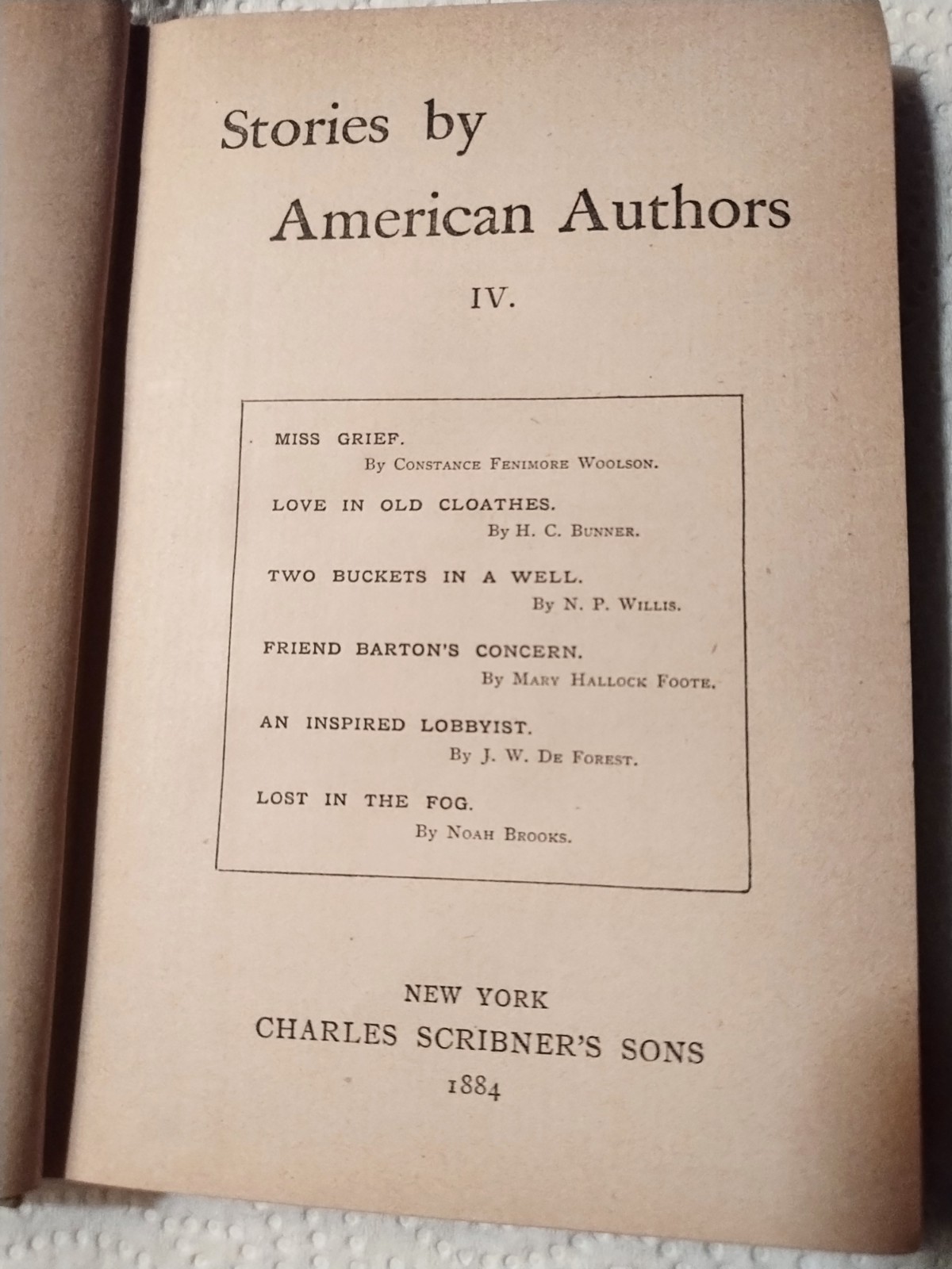 1884 Scribners Stories by American Authors Vol. IV signed By Louise Jerome