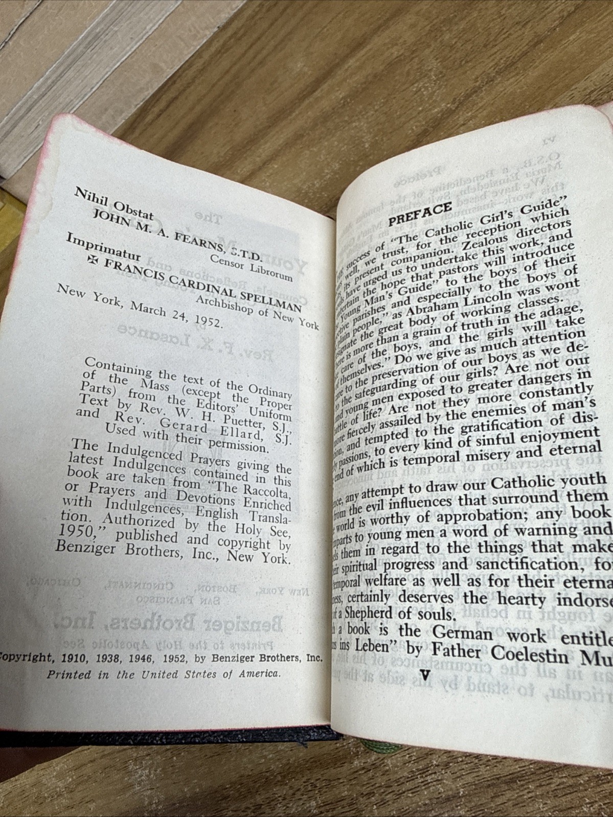 1952 The Young Man’s Guide by Father Lasance Book Catholic Devotional