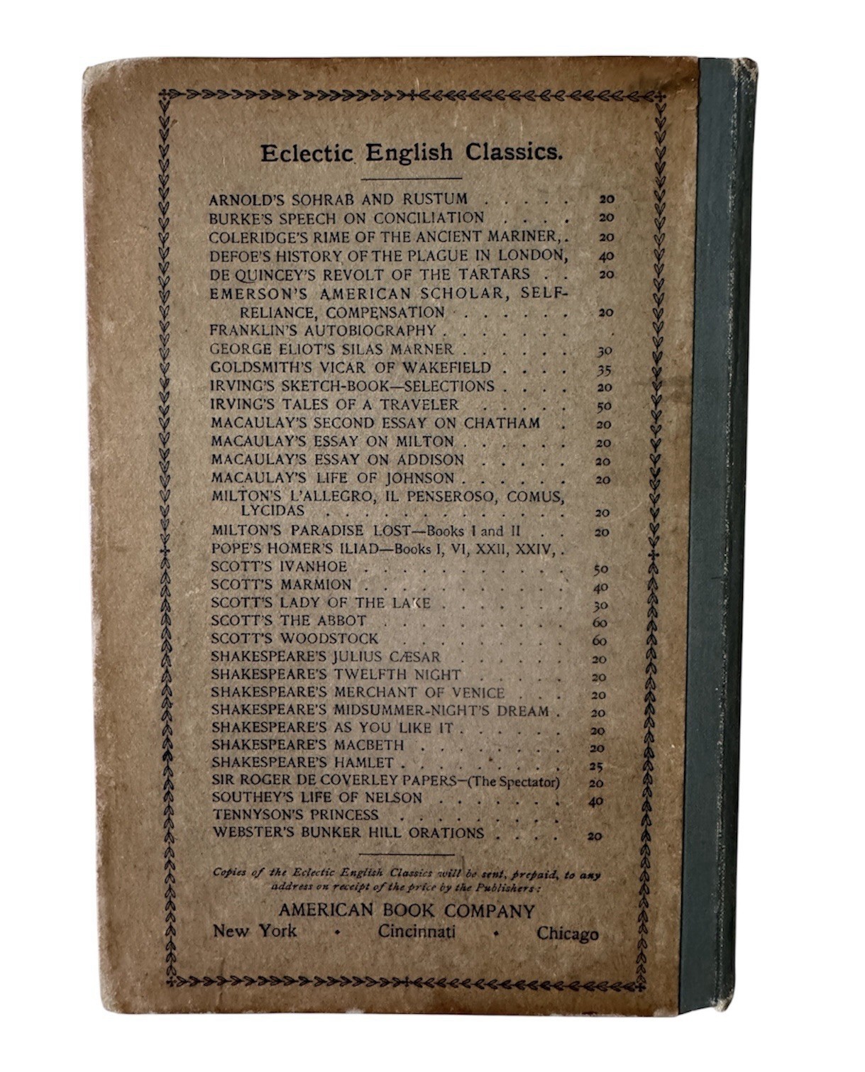 1896 Autobiography Of Benjamin Franklin Eclectic English Classics HC