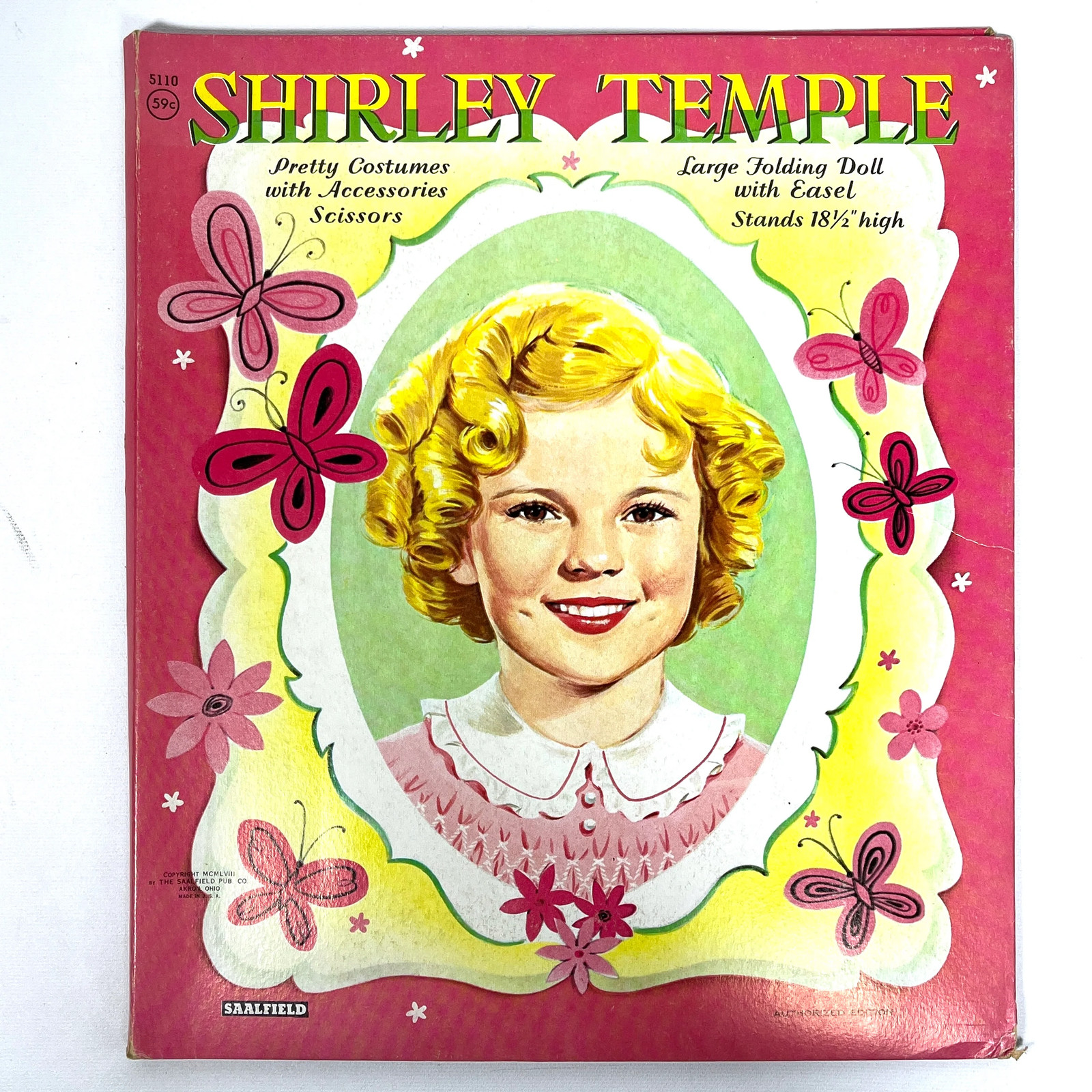 Shirley Temple Large Folding Doll, The Saalfield Publishing Co. 1958, Very Good