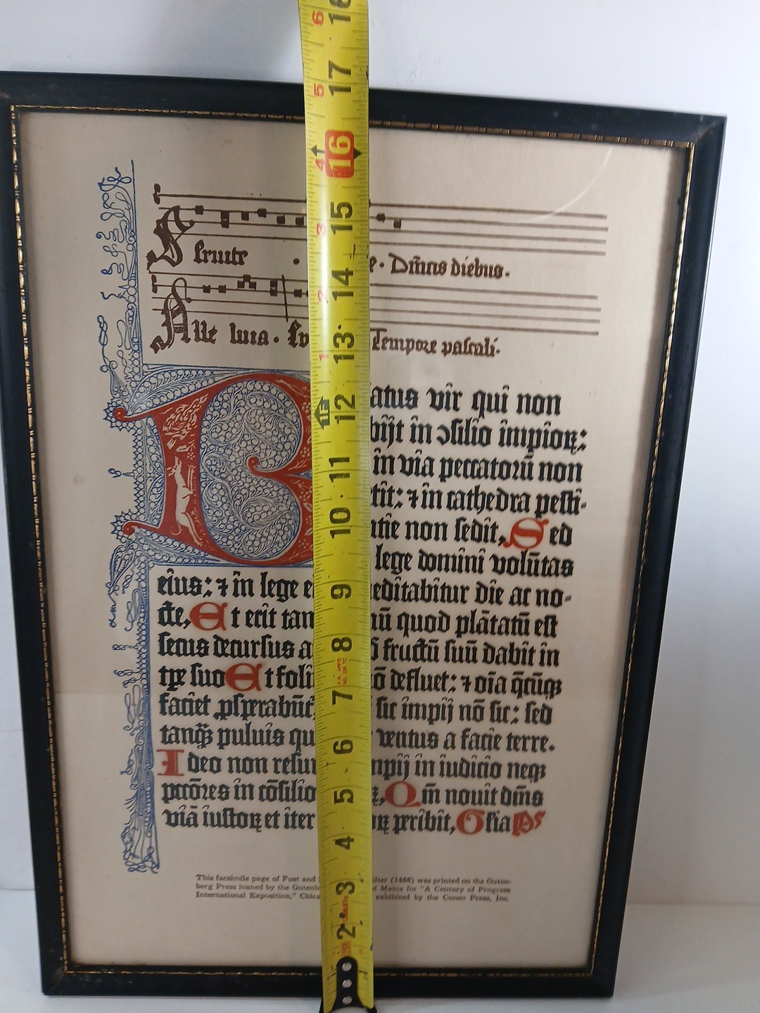 1933 Chicago Worlds Fair Facsimile Page Of Fust & Schoeffer Bible Mainz 1456