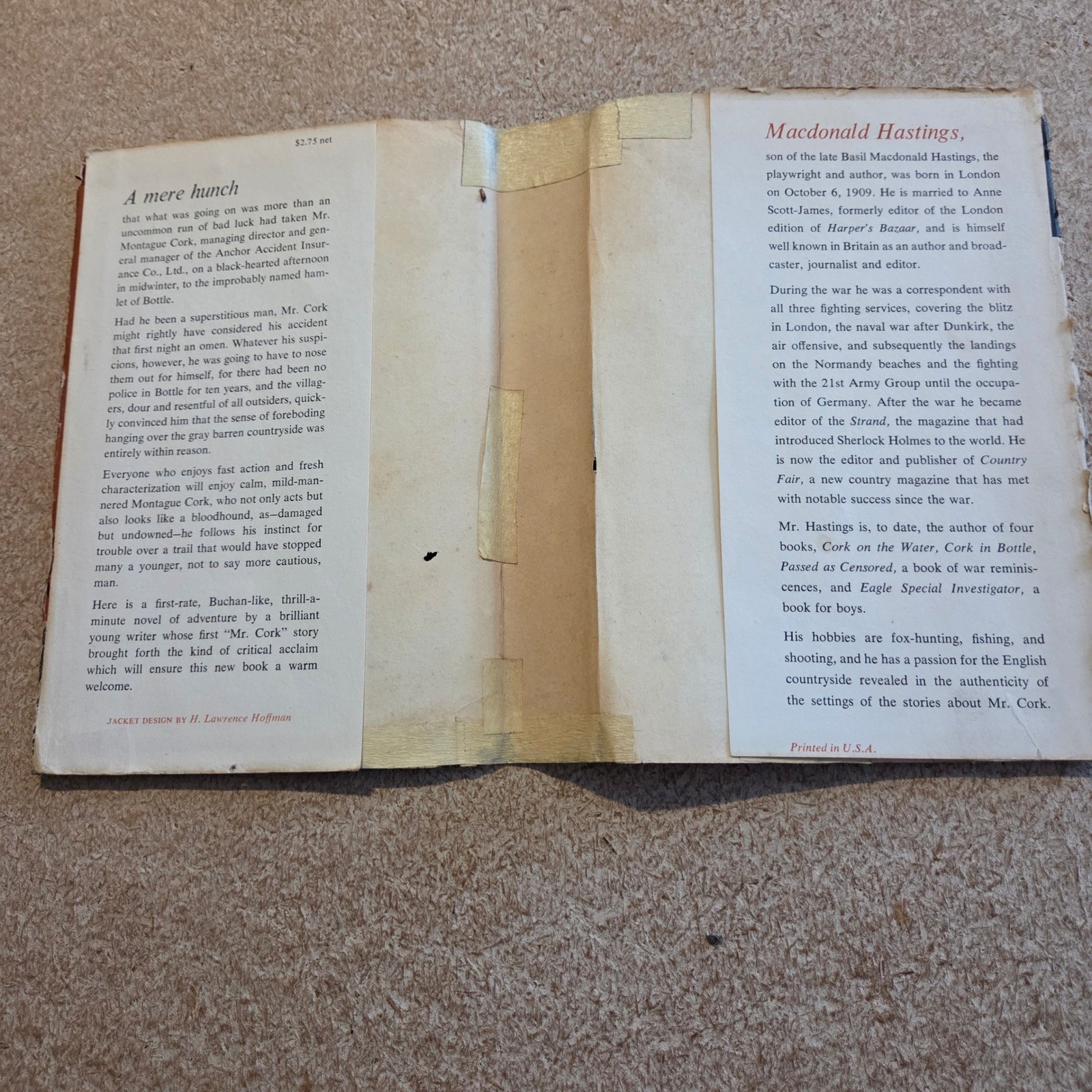 Alfred A Knopf Cork in Bottle Macdonald Hastings 1st American Ed 1954 Mystery