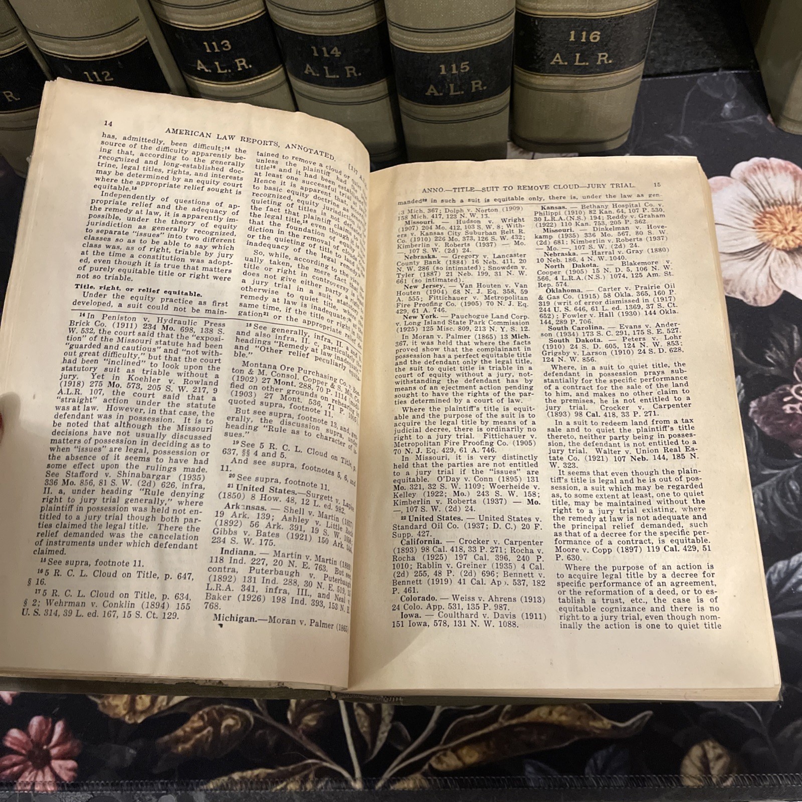 Lot of 9 American Law Reports Annotated 1937 Volumes 111-119 Vintage Ex Lib Law