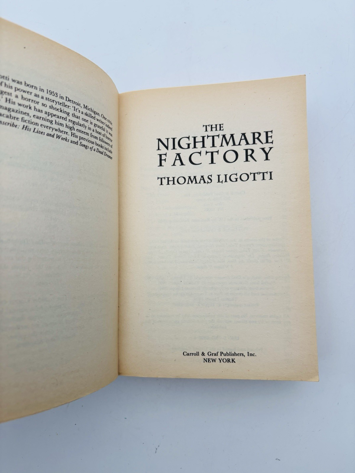 Nightmare Factory by Thomas Ligotti 1996, US Trade Paperback 1st Edition Rare