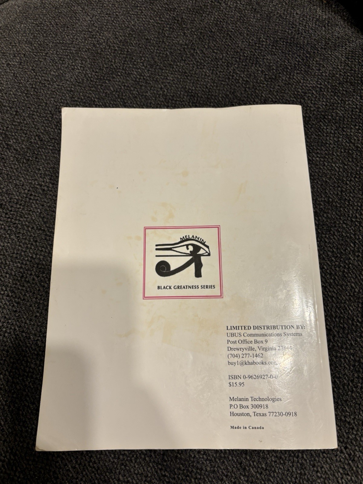 Carol Barnes Melanin The Chemical Key to Black Greatness1988 First Printing