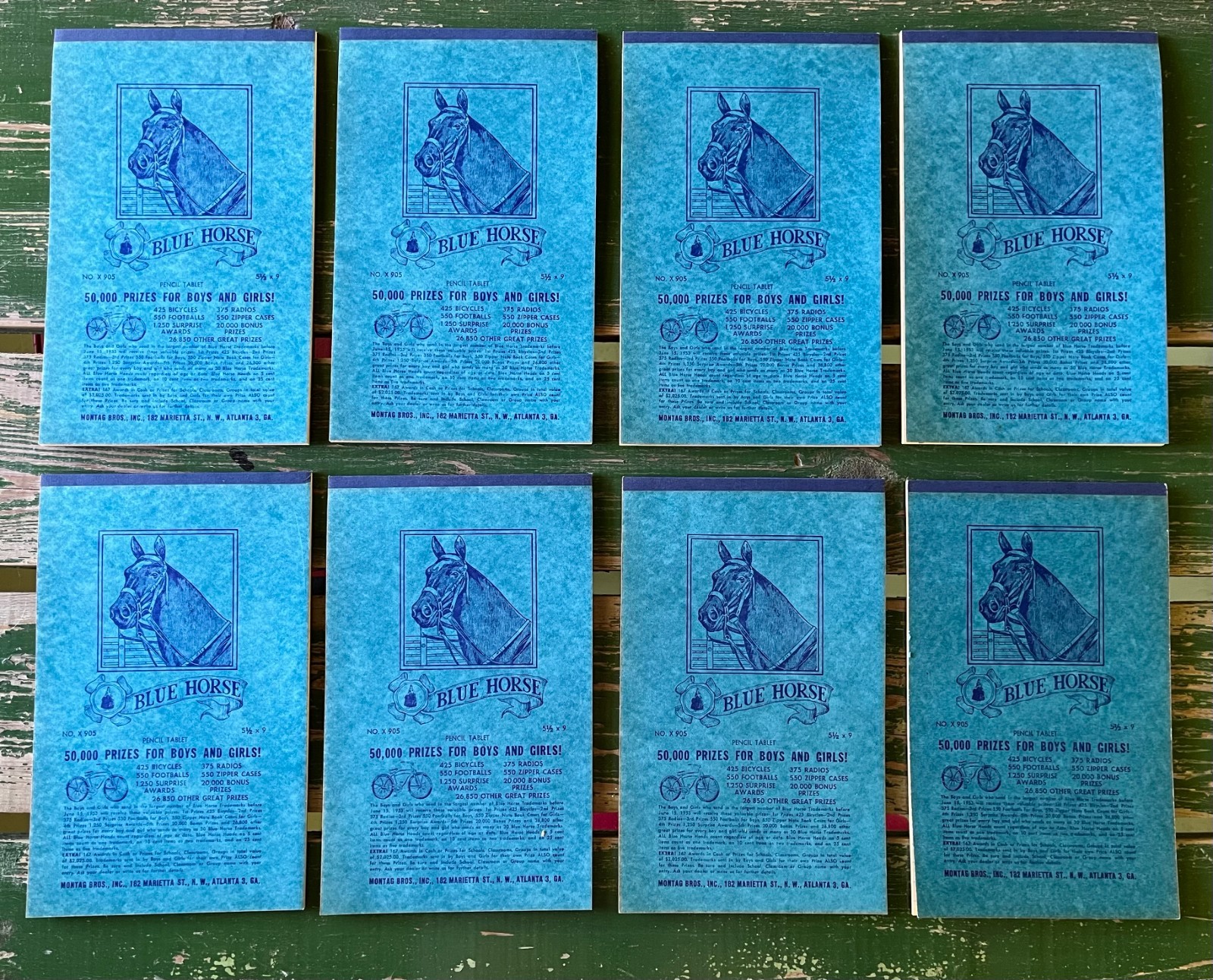 ~Vintage EARLY 1950’s BLUE HORSE Montag Bros. Pencil Tablet Notebook LOT of 8~